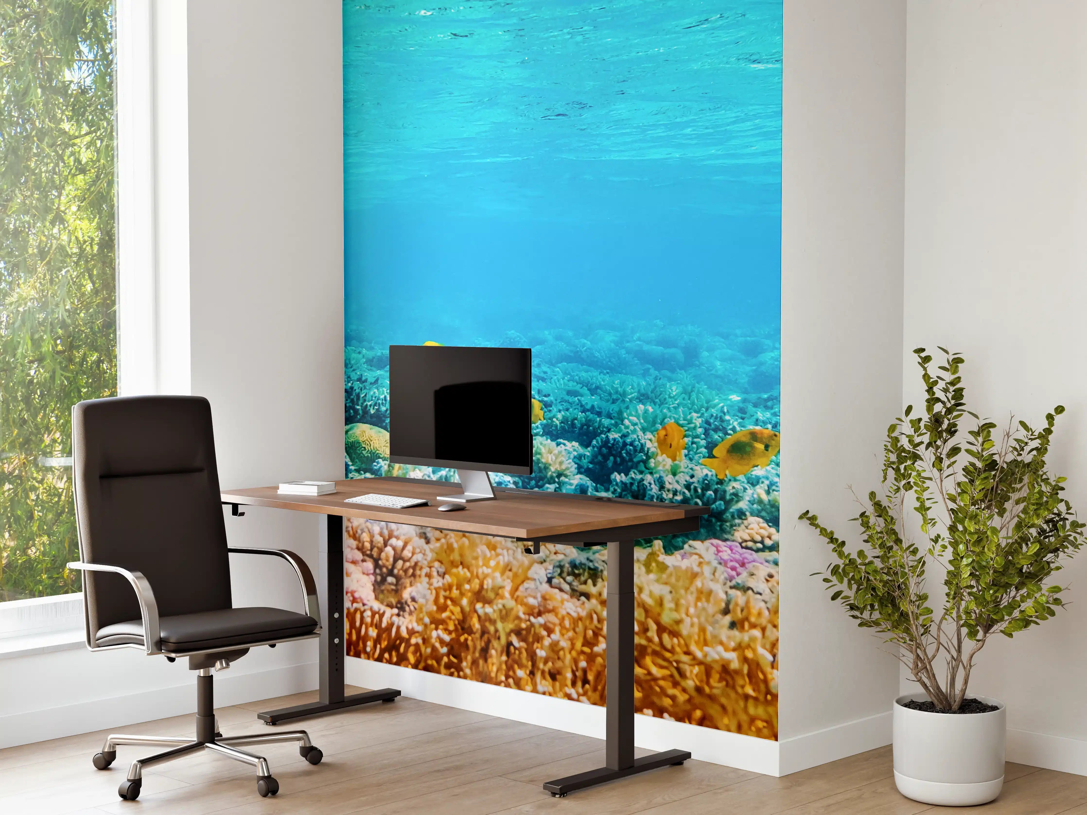 Büro Wandgestaltung - Graue Korallenwelten unter Wasser