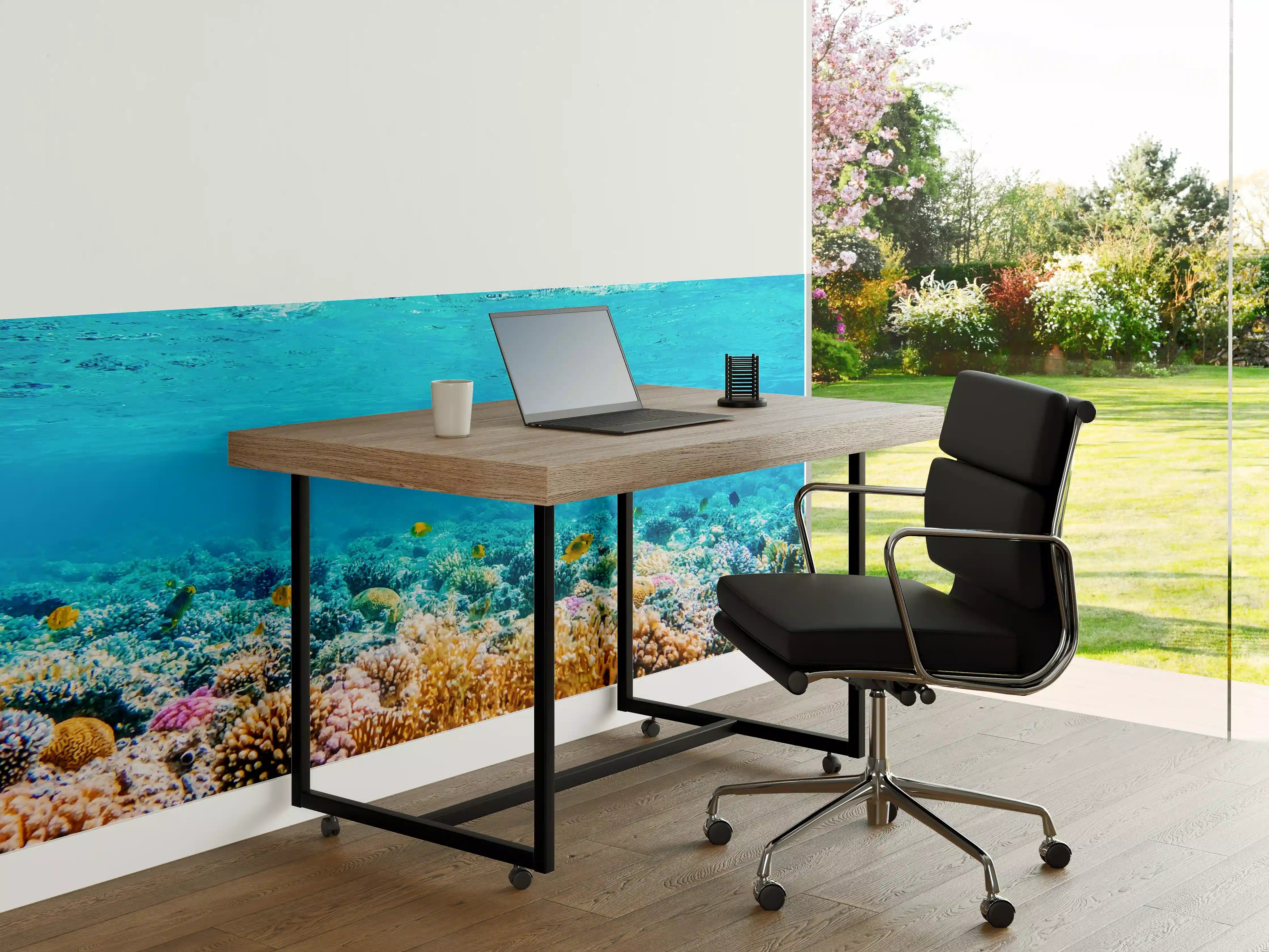 Büro Wandgestaltung - Graue Korallenwelten unter Wasser