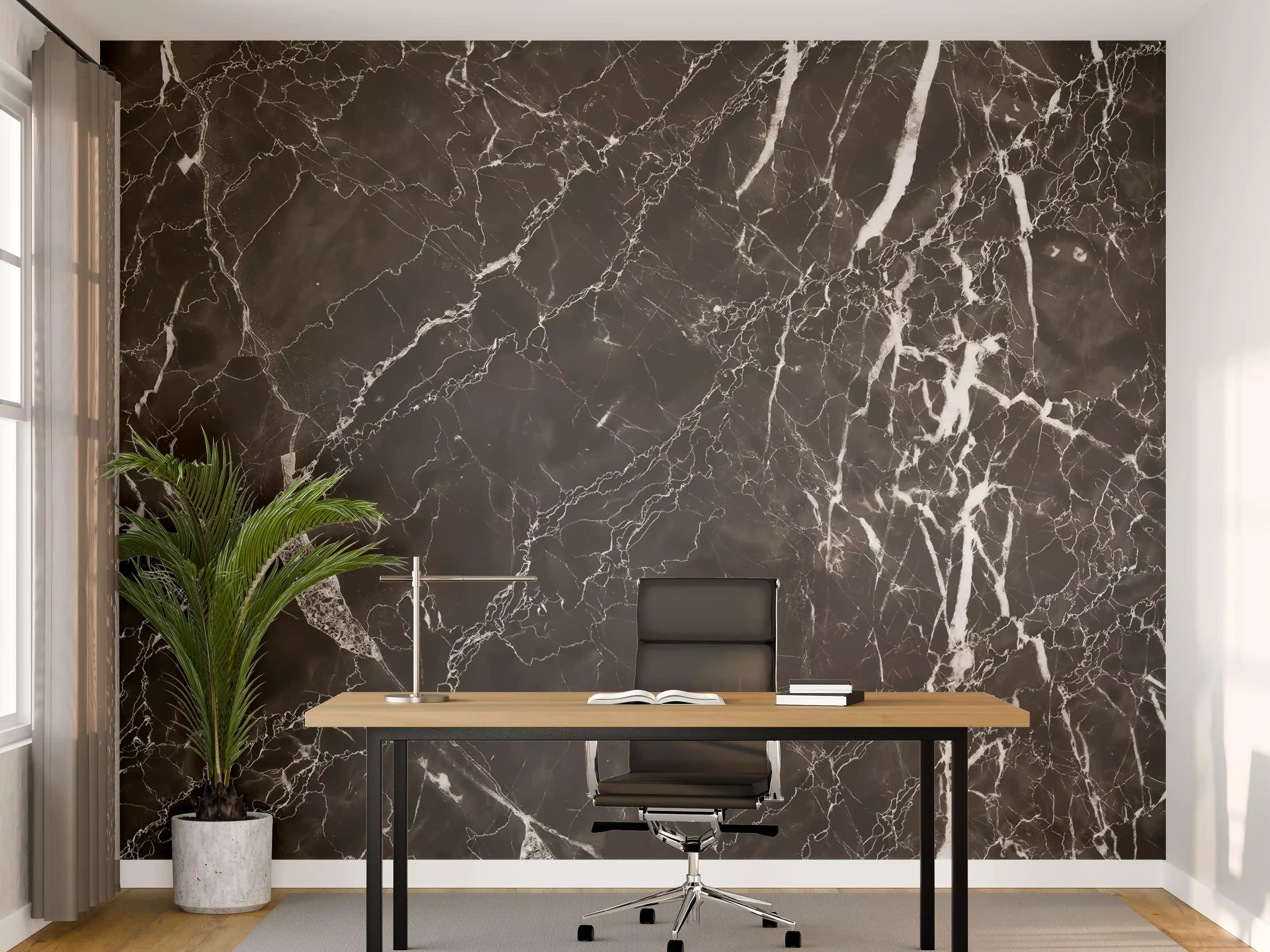 Büro Wandgestaltung - Graue Marmoradern mit weißen Lichtreflexen