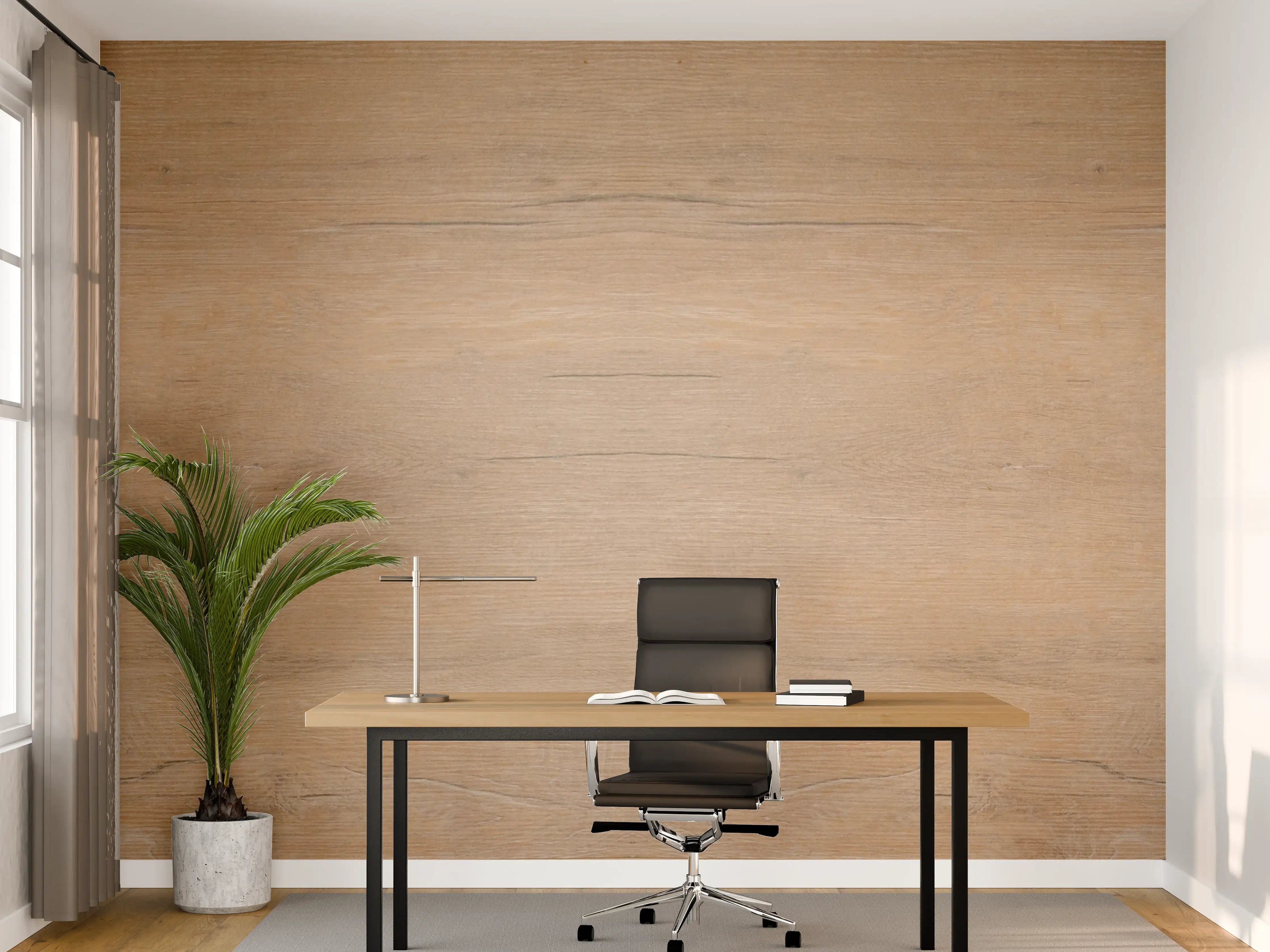 Büro Wandgestaltung - Graue Maserung auf Weiße Holzwand