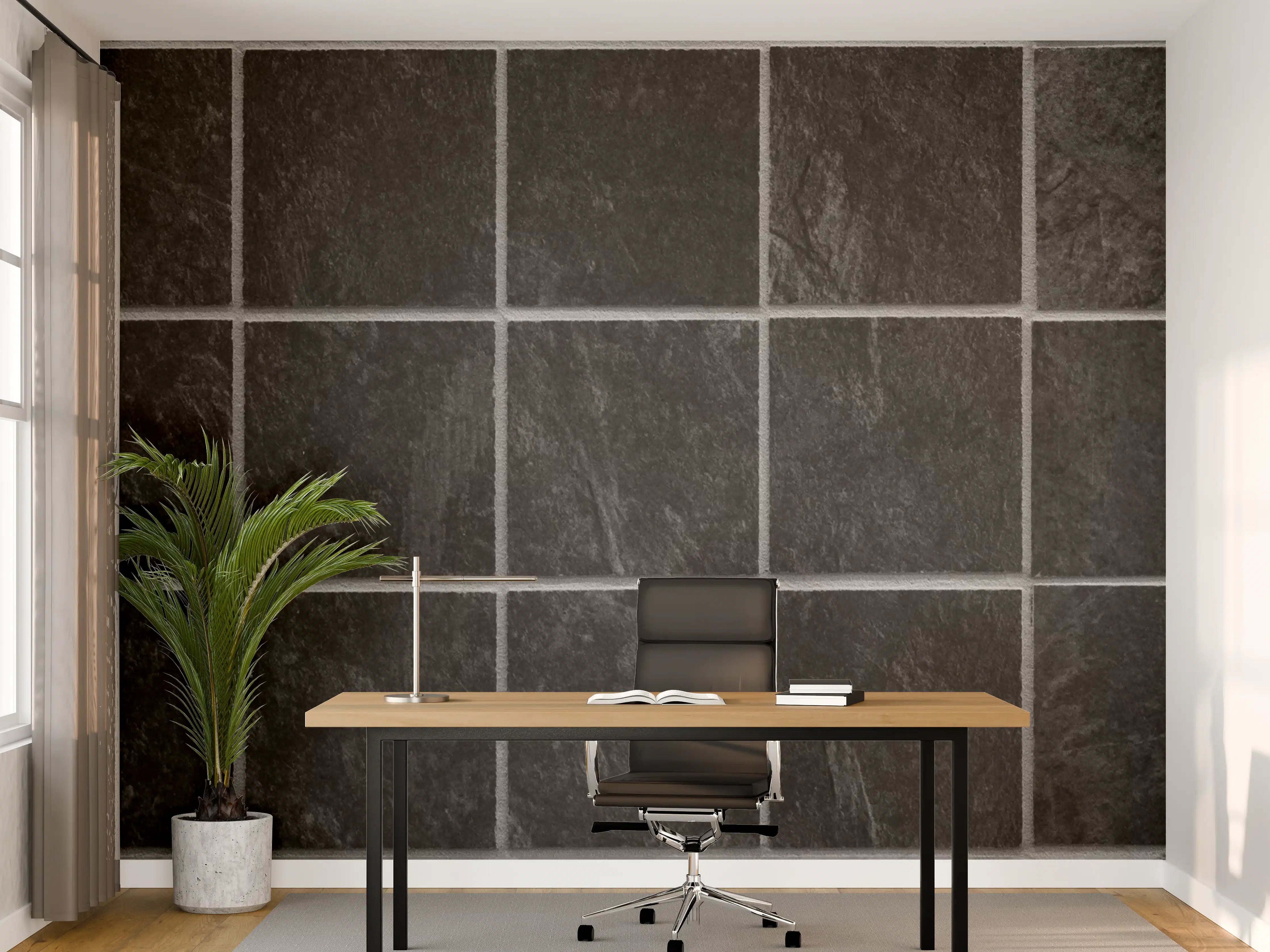 Büro Wandgestaltung - Graue Mosaikfliesen in Schwarz