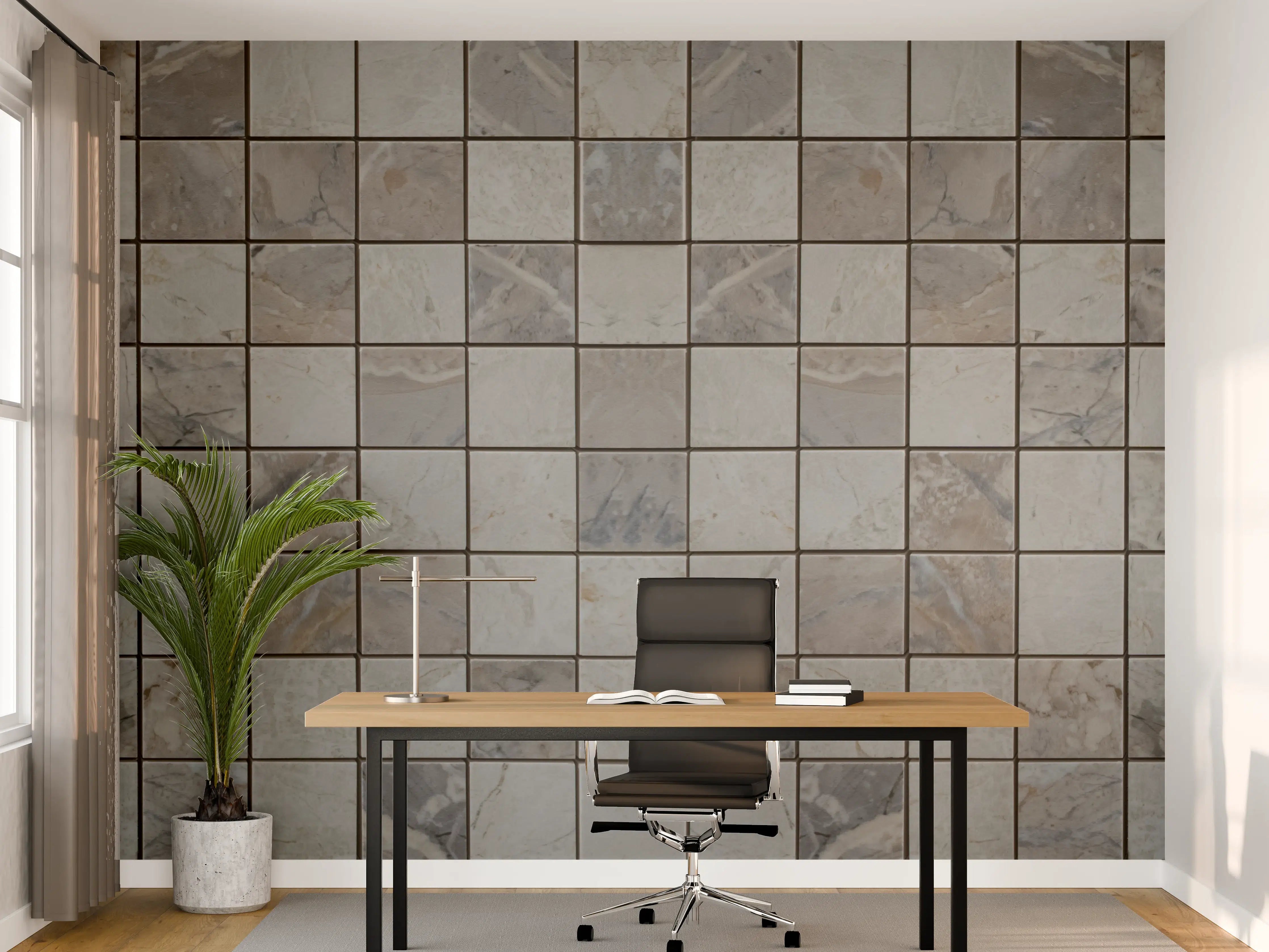 Büro Wandgestaltung - Graue Mosaikwand mit feiner Struktur