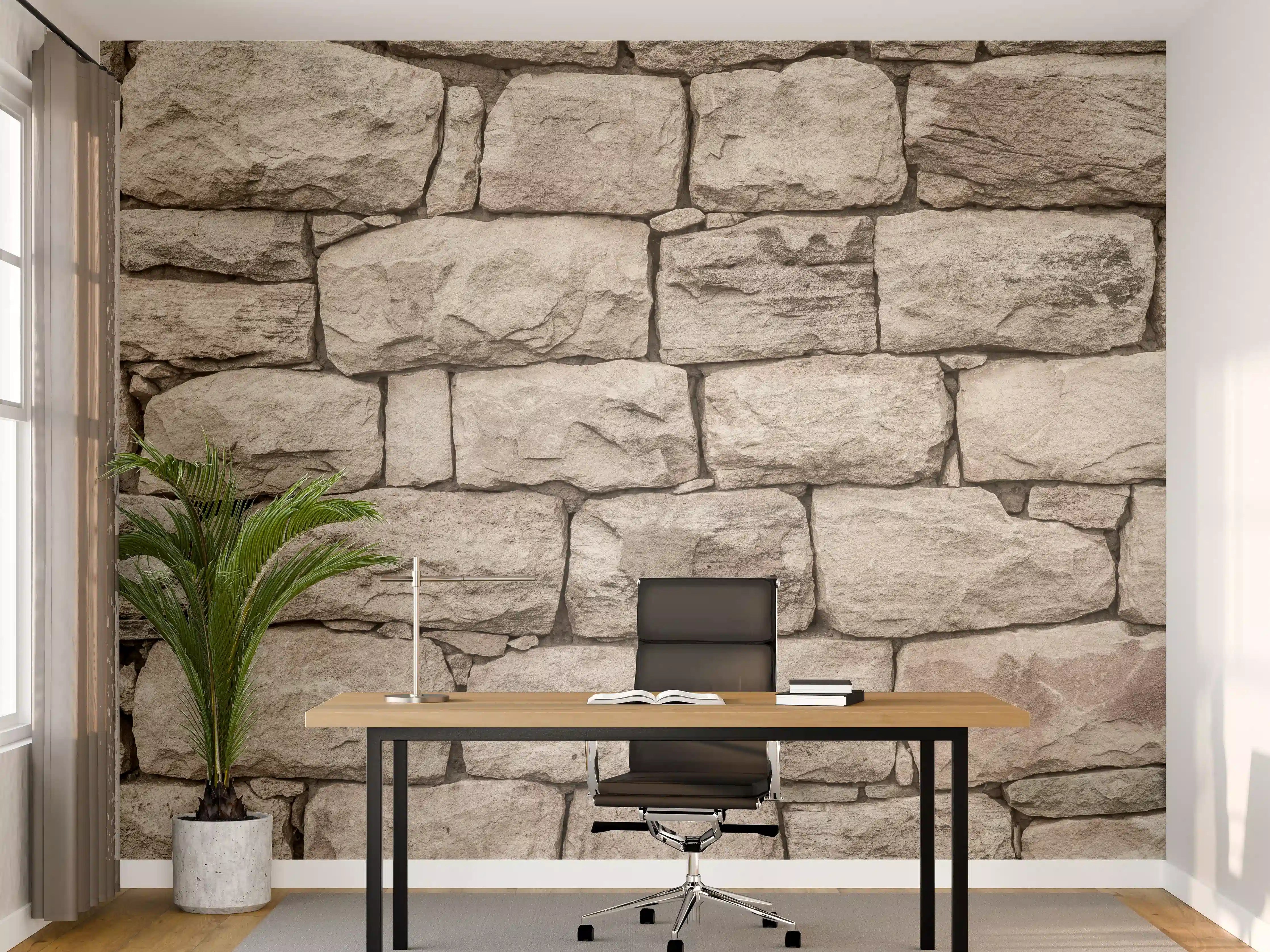 Büro Wandgestaltung - Graue Natursteinwand