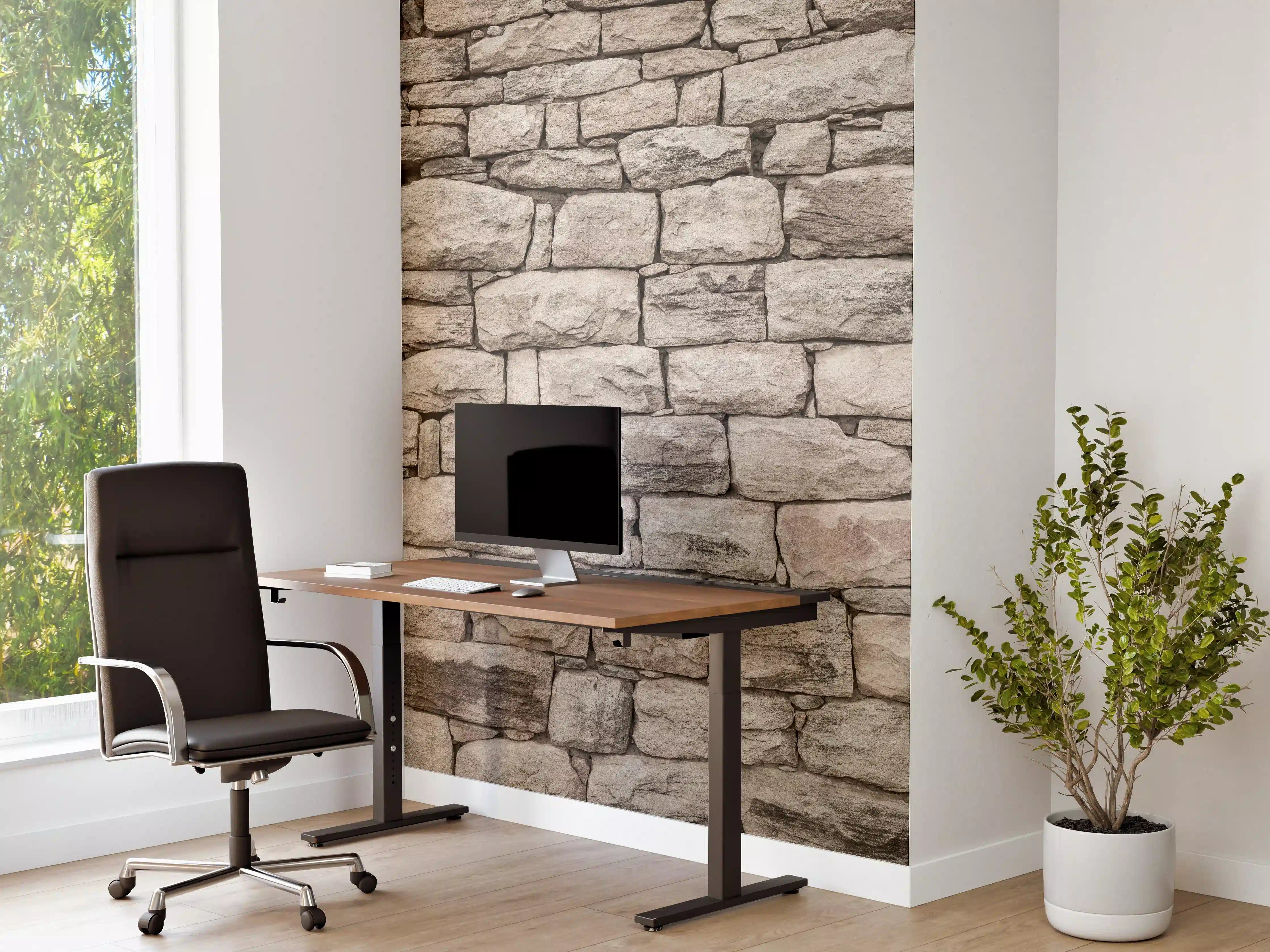 Büro Wandgestaltung - Graue Natursteinwand