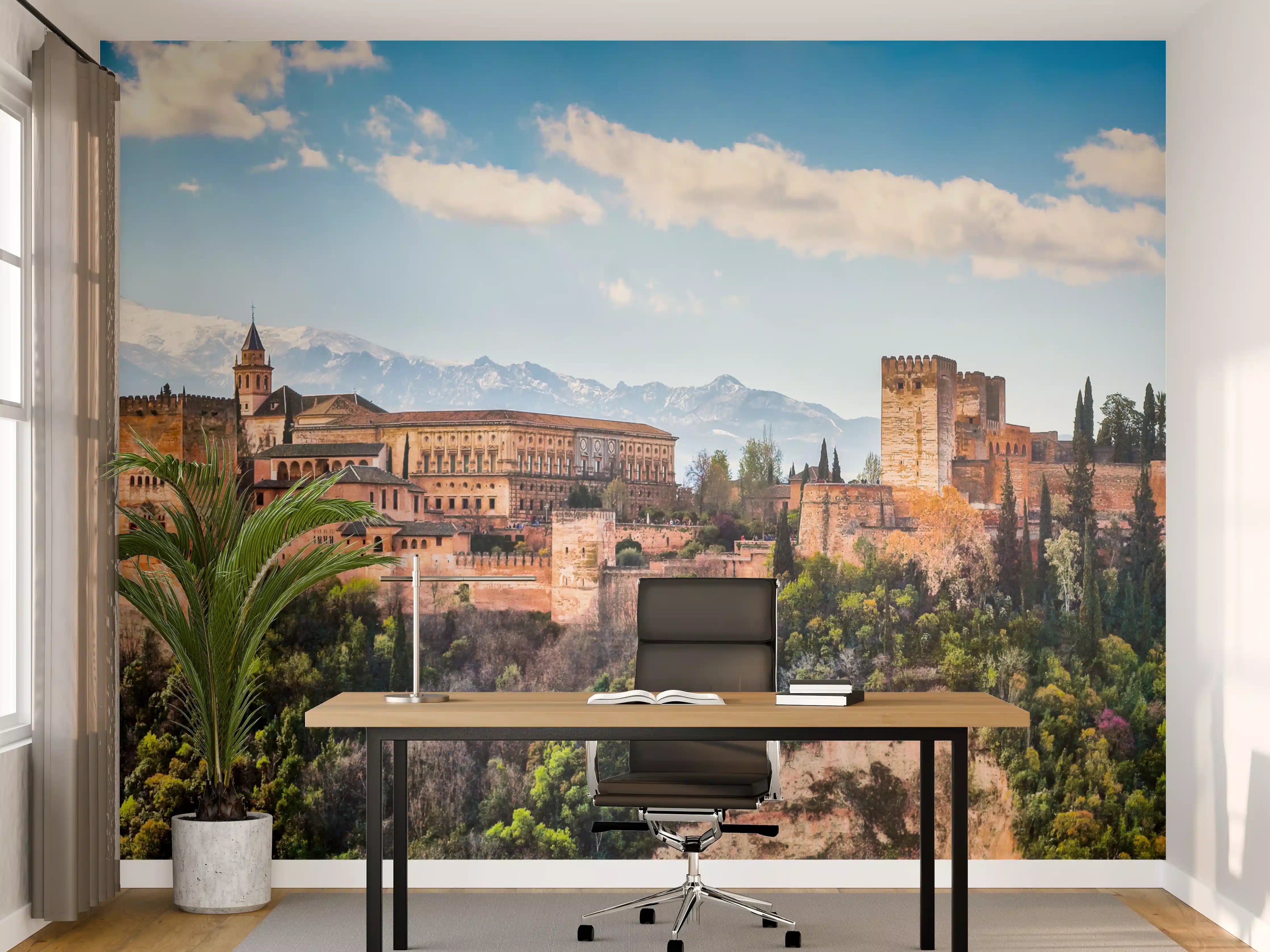 Büro Wandgestaltung - Graue Schatten der Alhambra bei Abendlicht