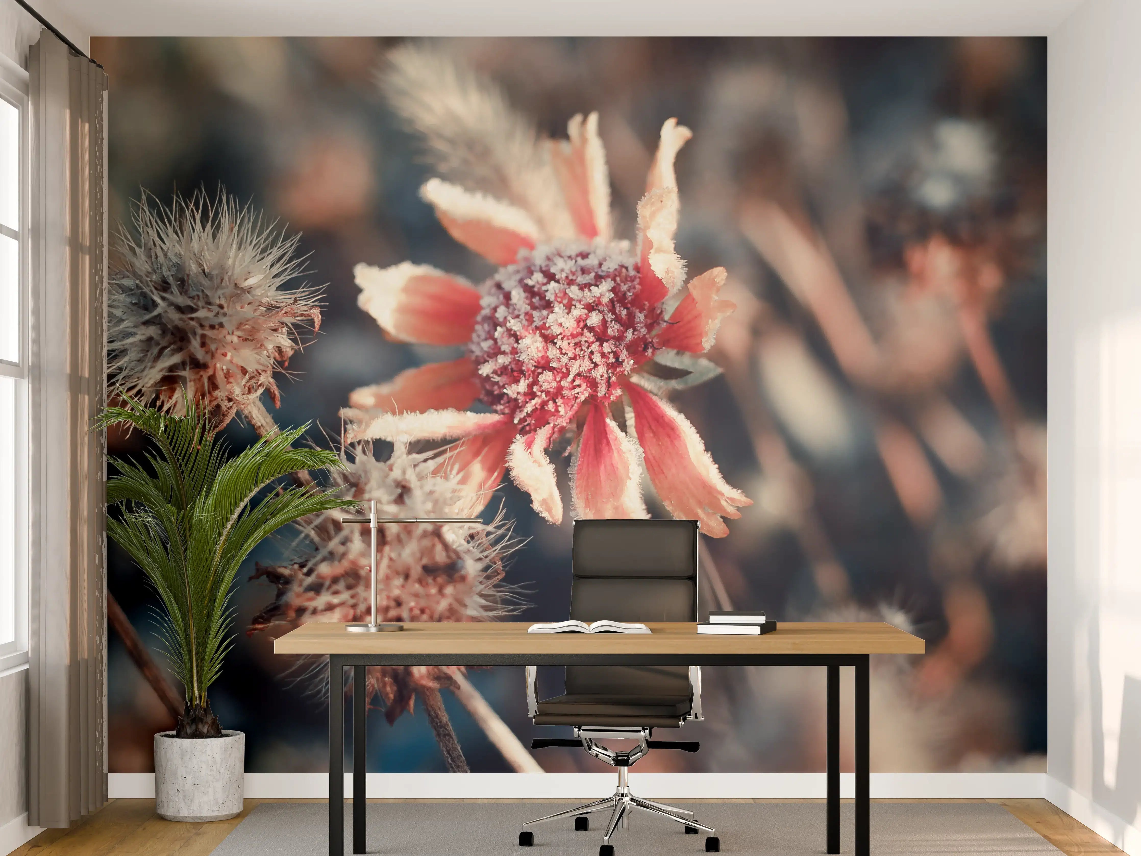 Büro Wandgestaltung - Graue Schatten in Blüten