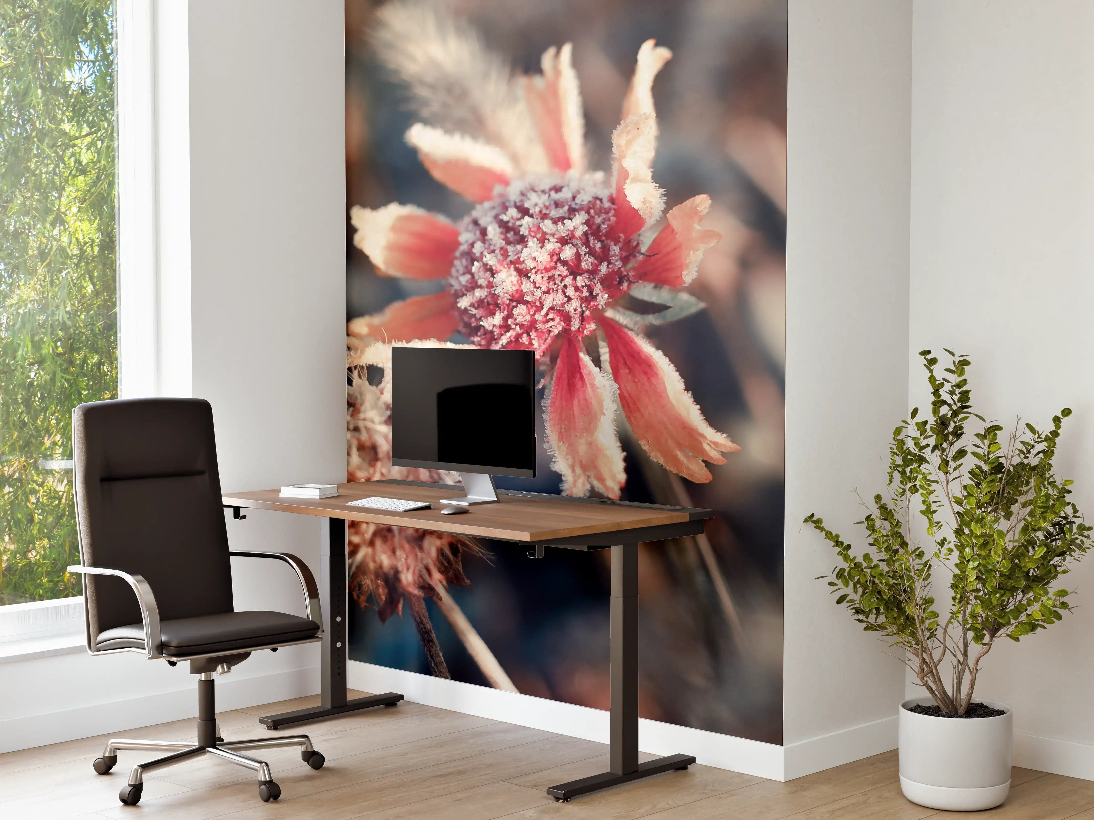 Büro Wandgestaltung - Graue Schatten in Blüten