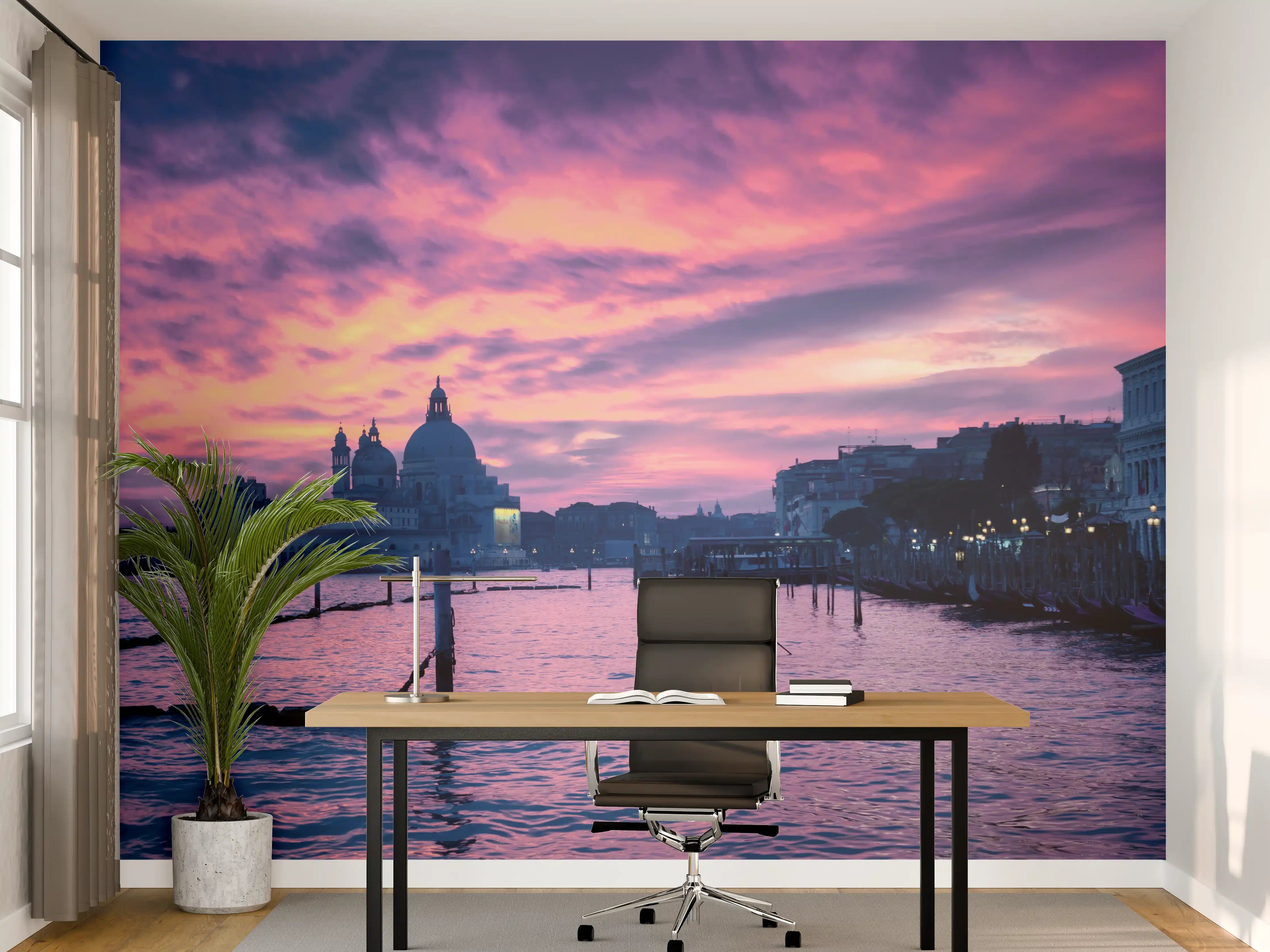 Büro Wandgestaltung - Graue Schatten über Venedigs Dächern