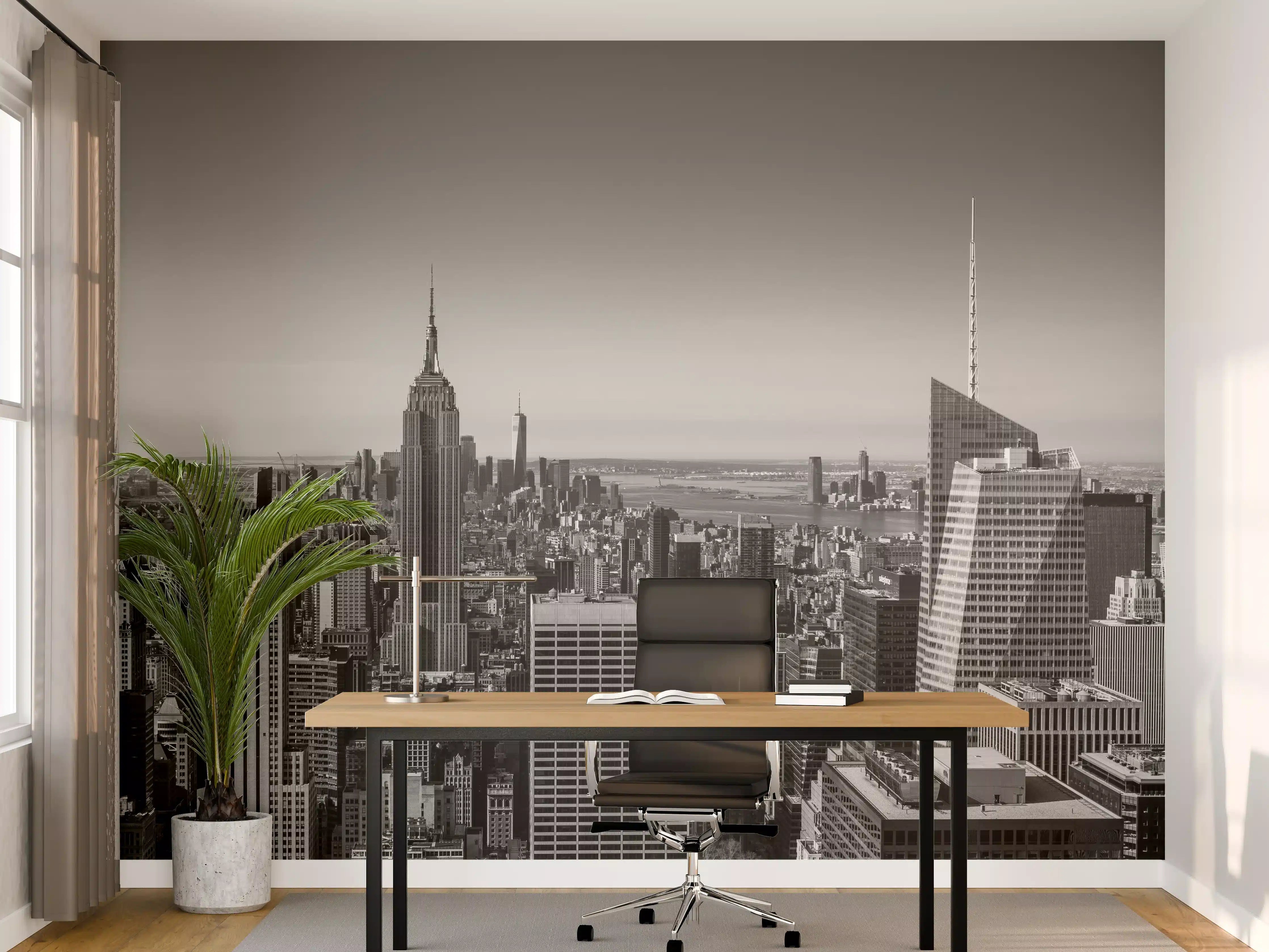 Büro Wandgestaltung - Graue Silhouetten der Stadt