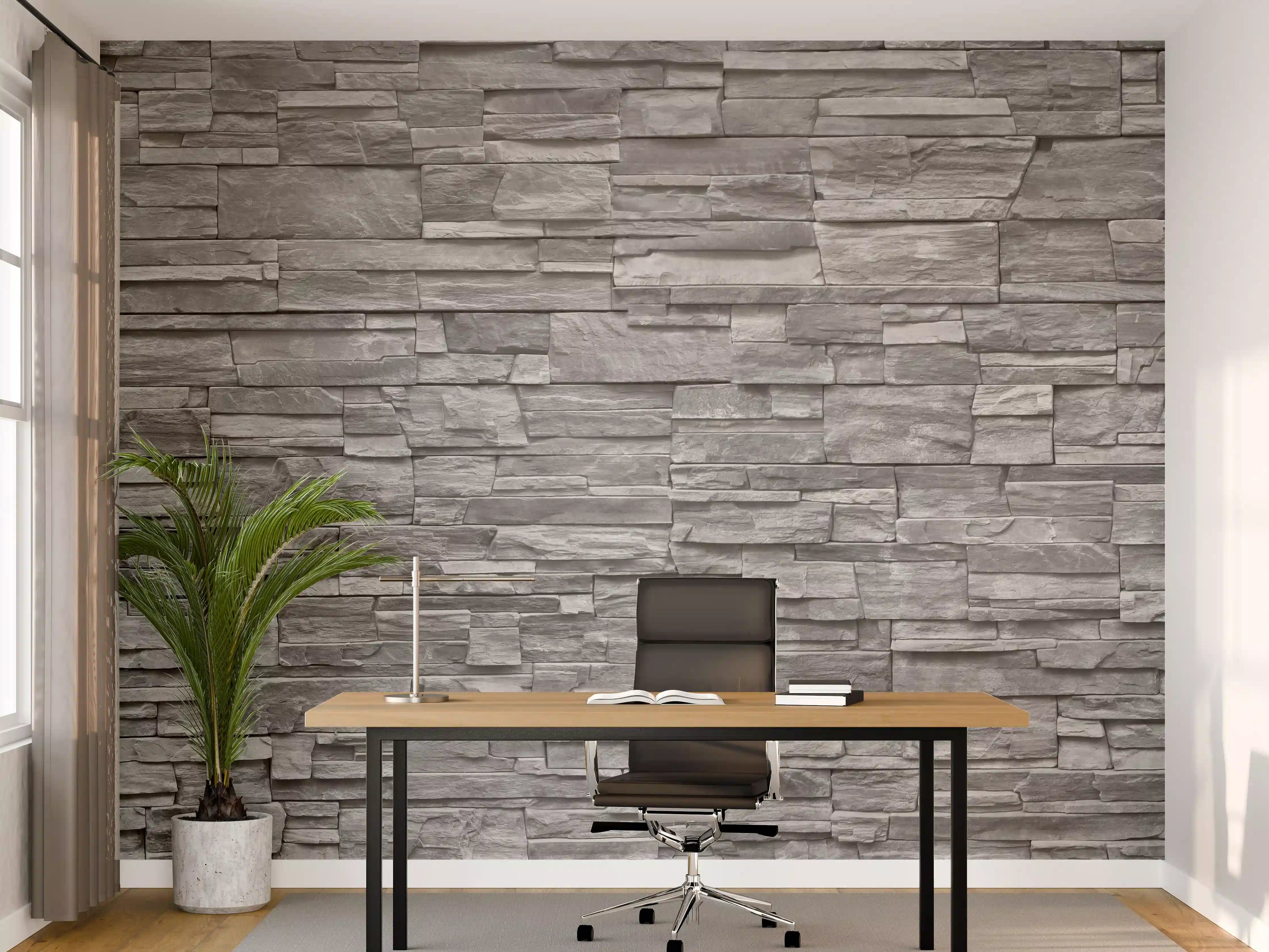 Büro Wandgestaltung - Graue Steinwand