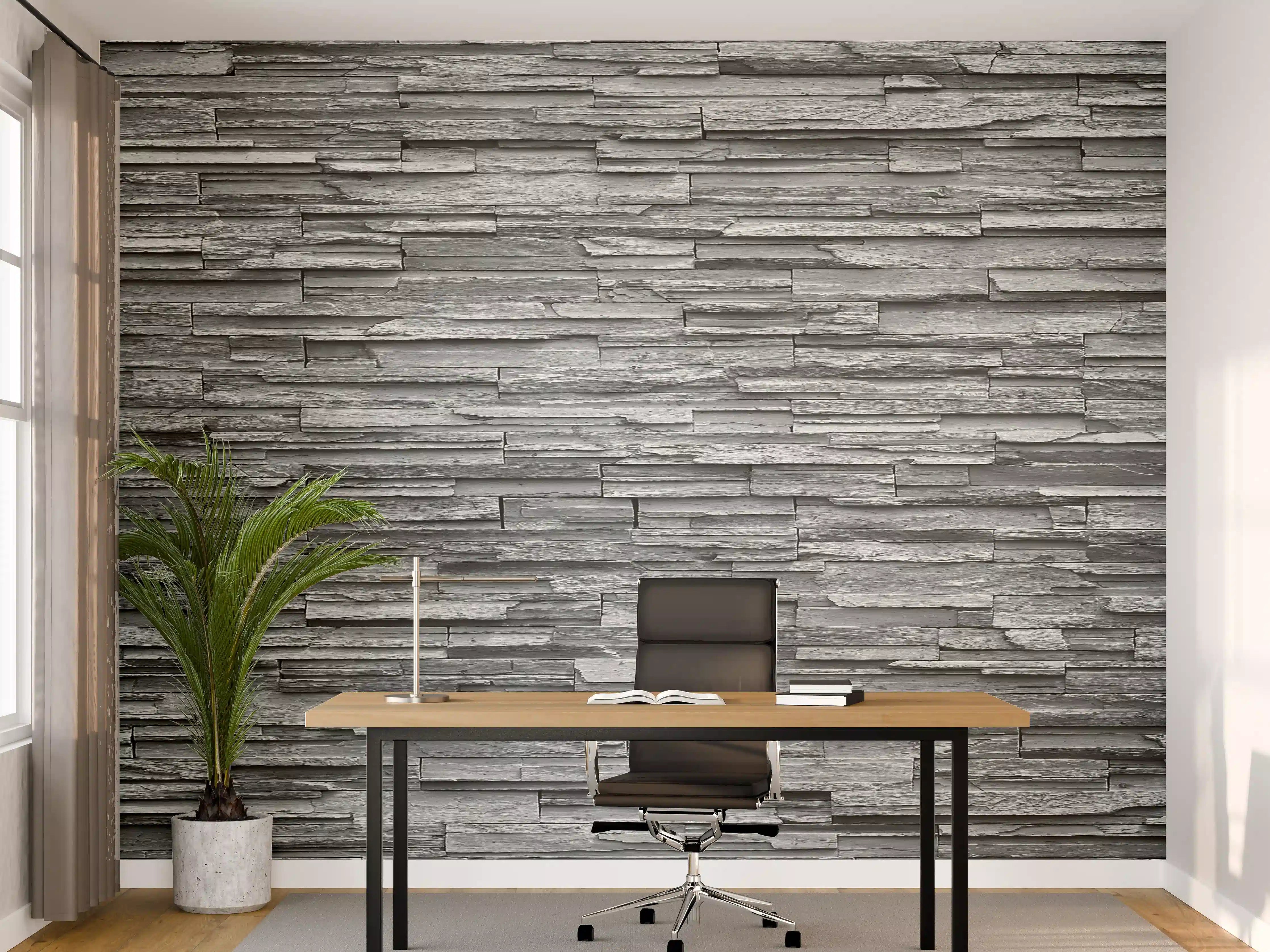 Büro Wandgestaltung - Graue Steinziegel