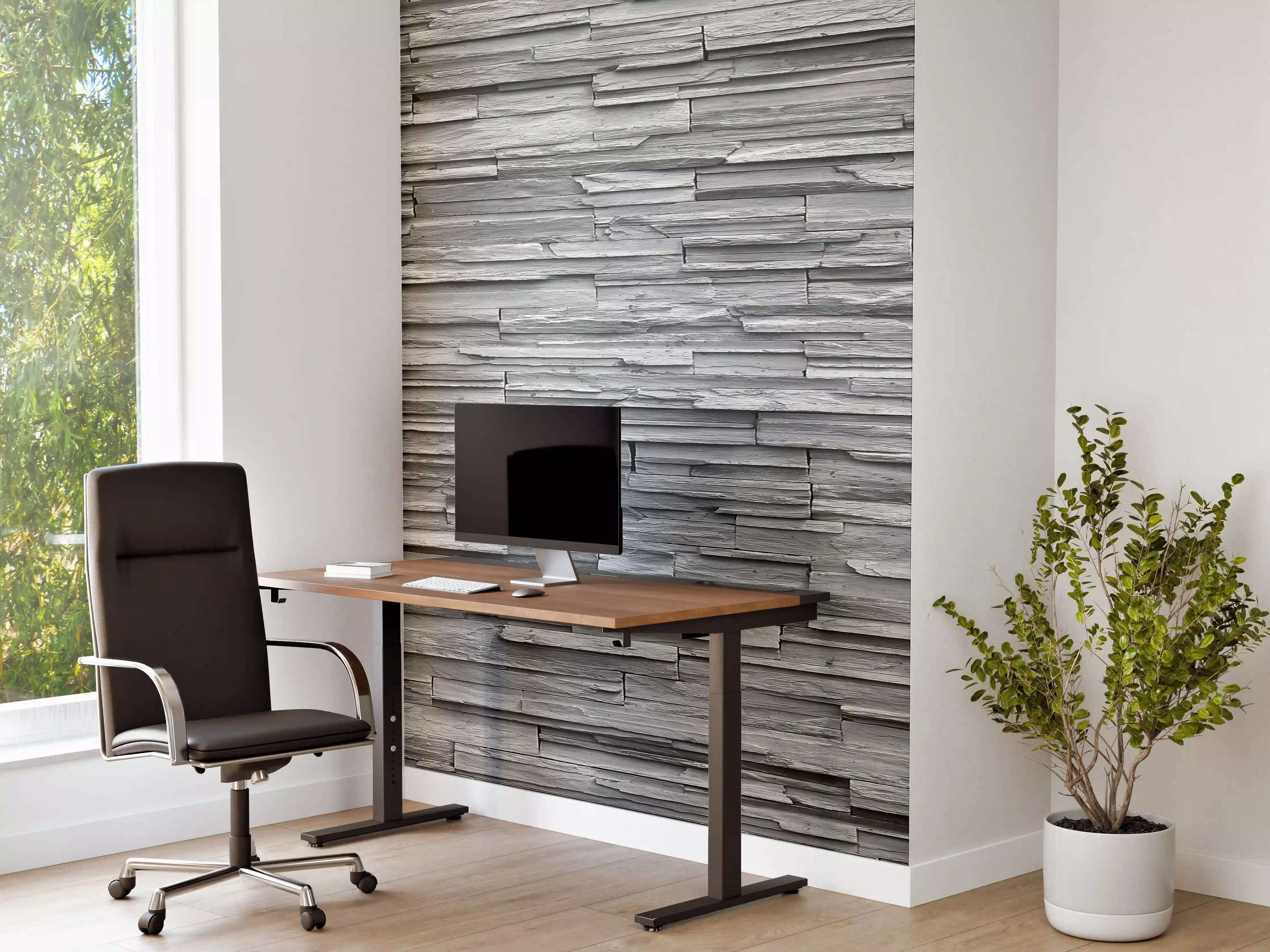 Büro Wandgestaltung - Graue Steinziegel