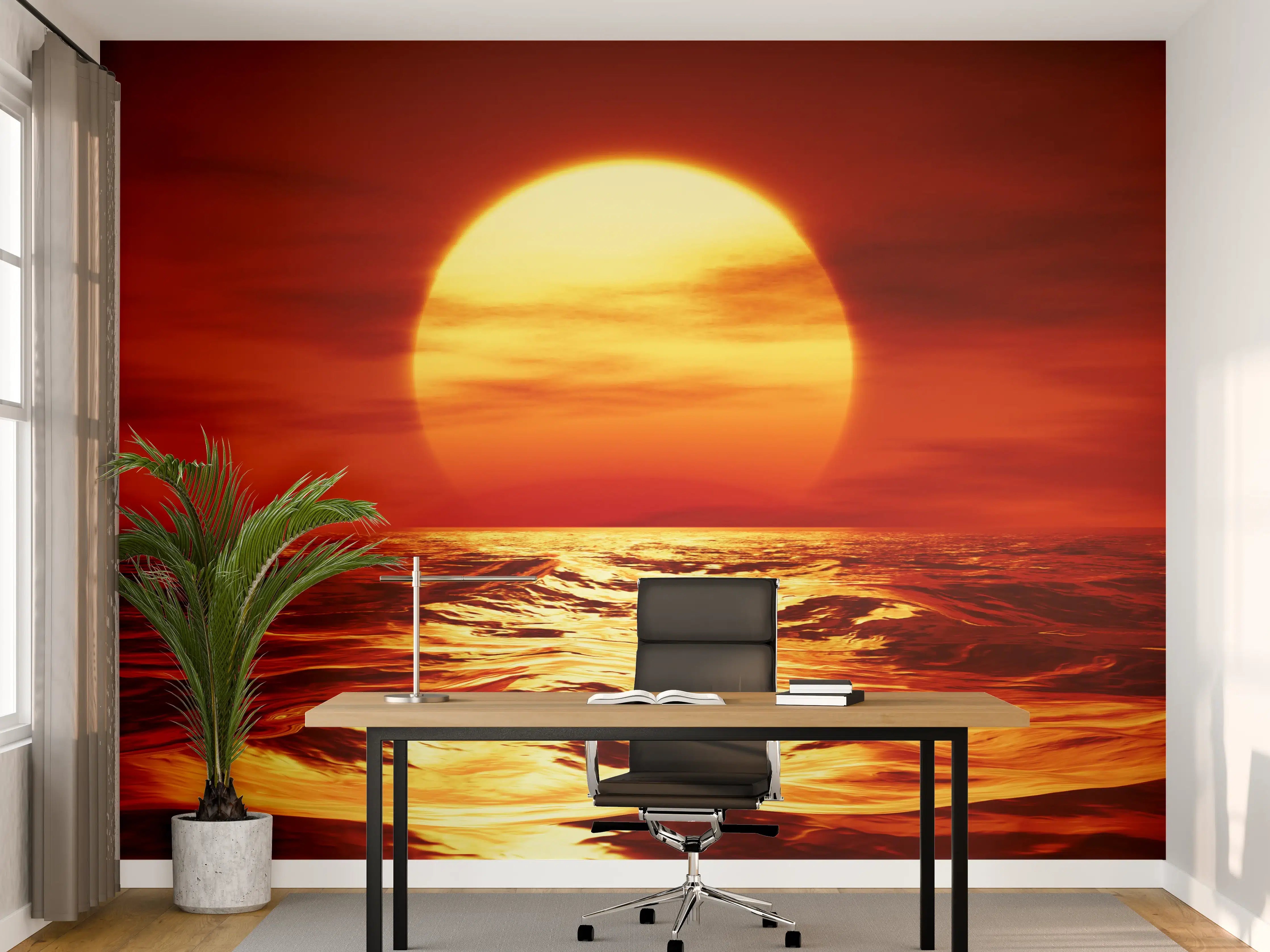 Büro Wandgestaltung - Graue Stille am Meerabend