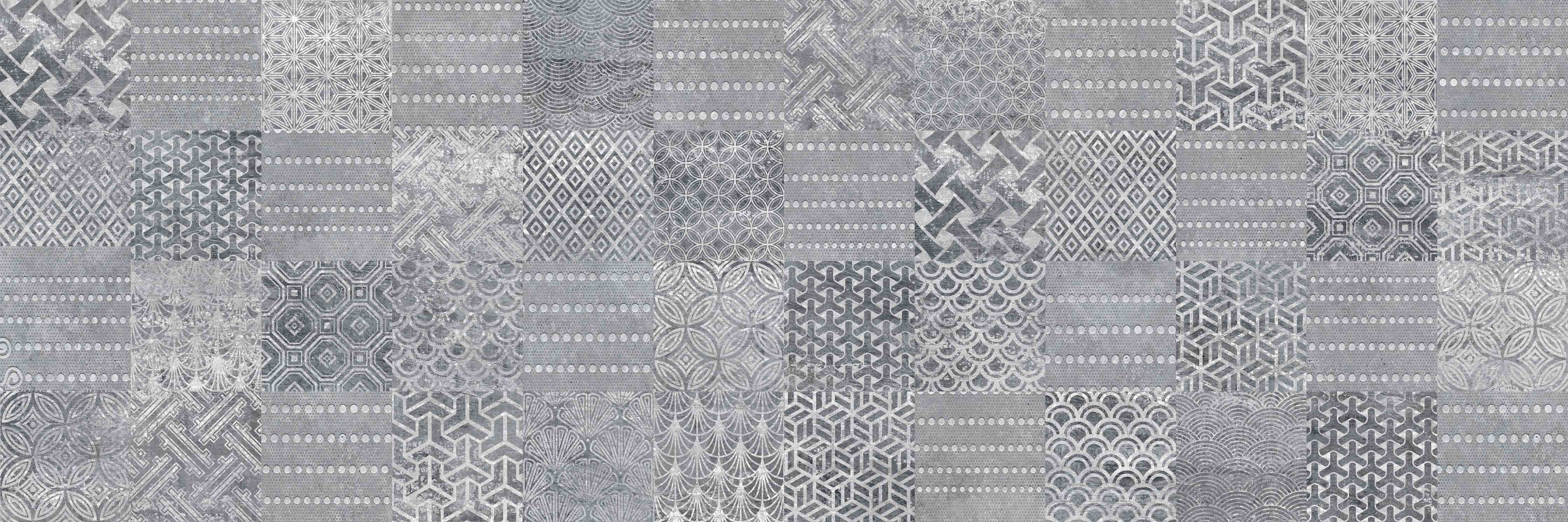 Büro Wandgestaltung-Graue Vintage Fliesenmuster