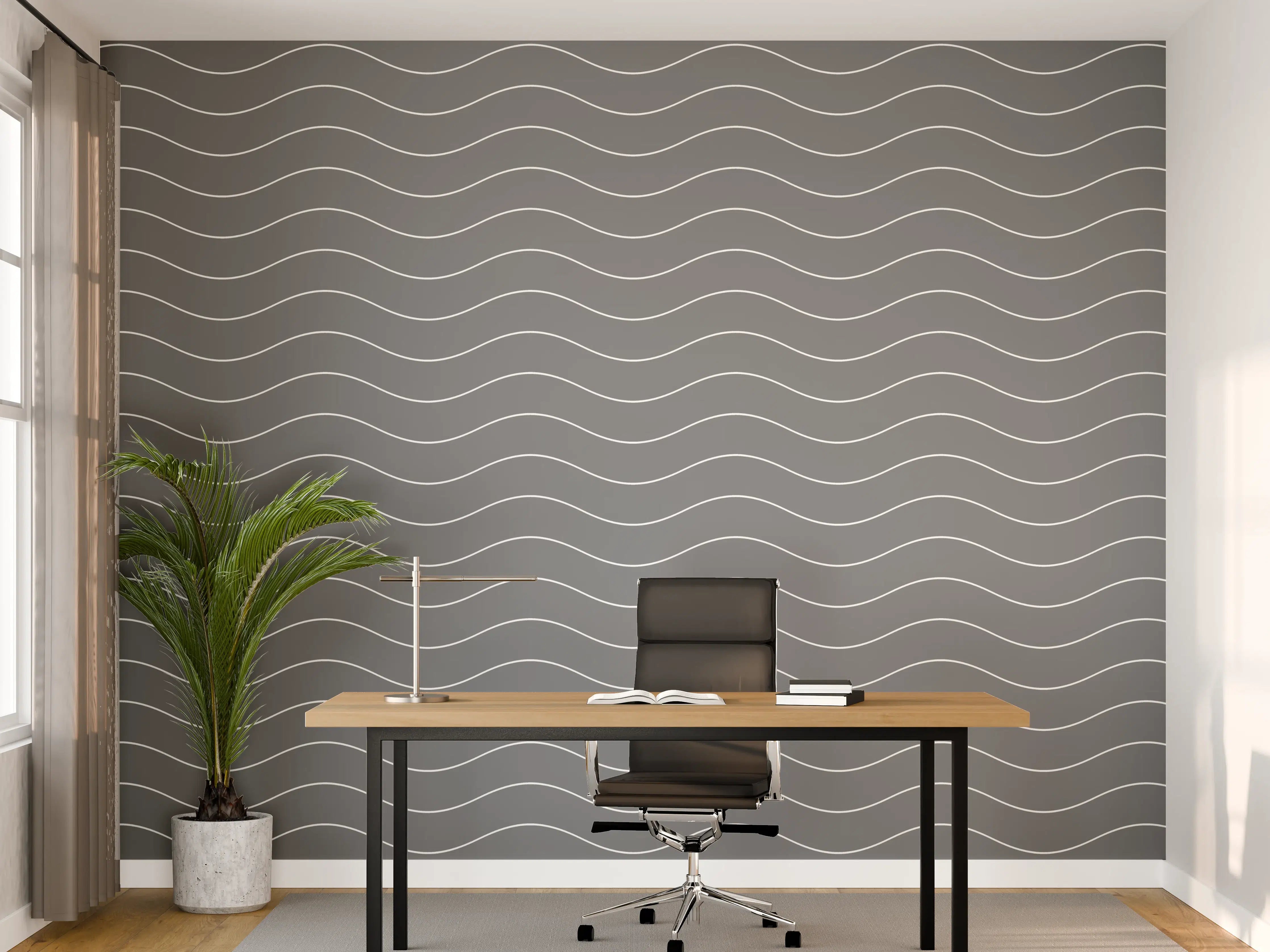 Büro Wandgestaltung - Graue Wasseroberfläche mit Wellenmuster