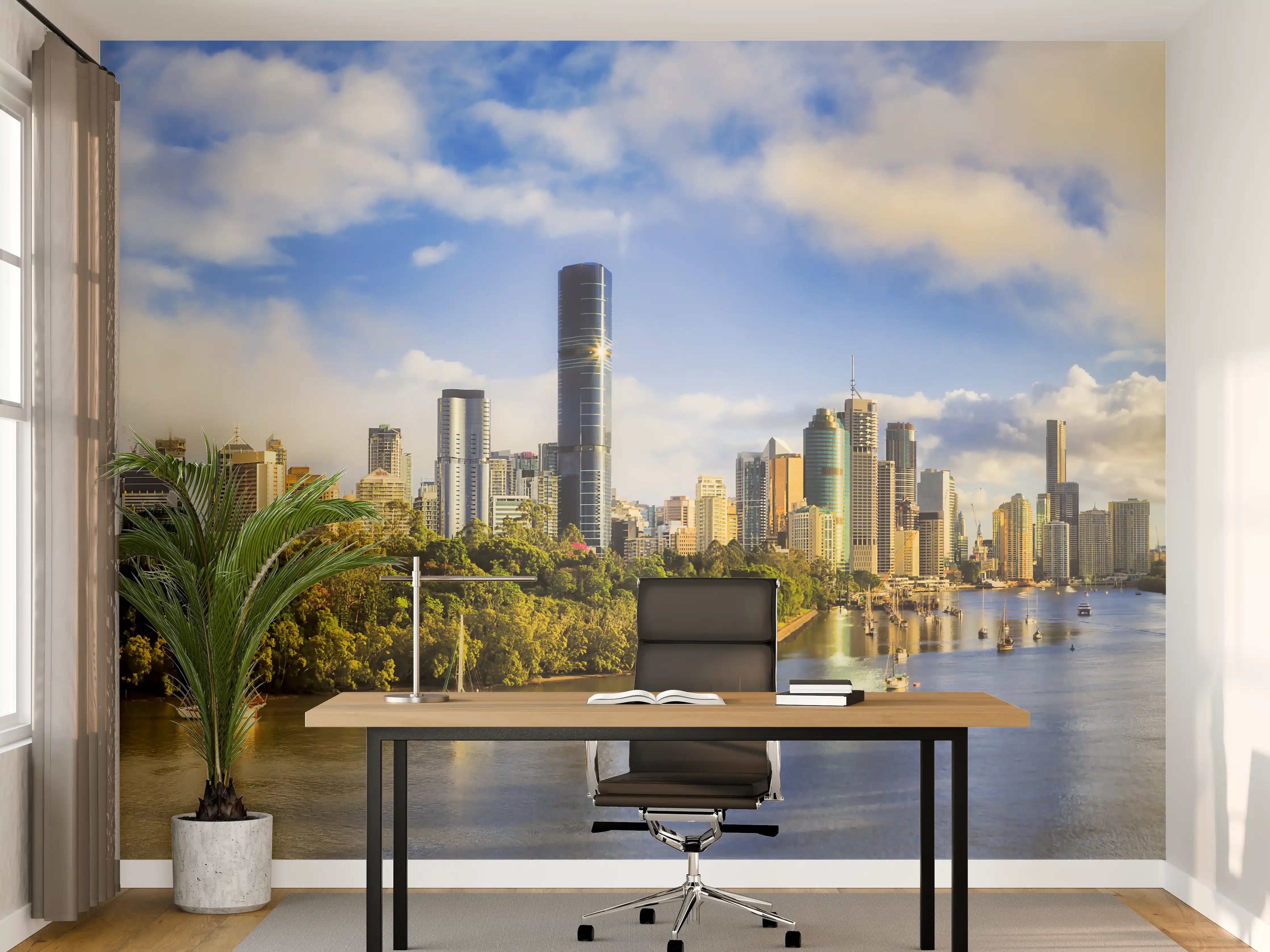 Büro Wandgestaltung - Graue Wolken über urbaner Dämmerung