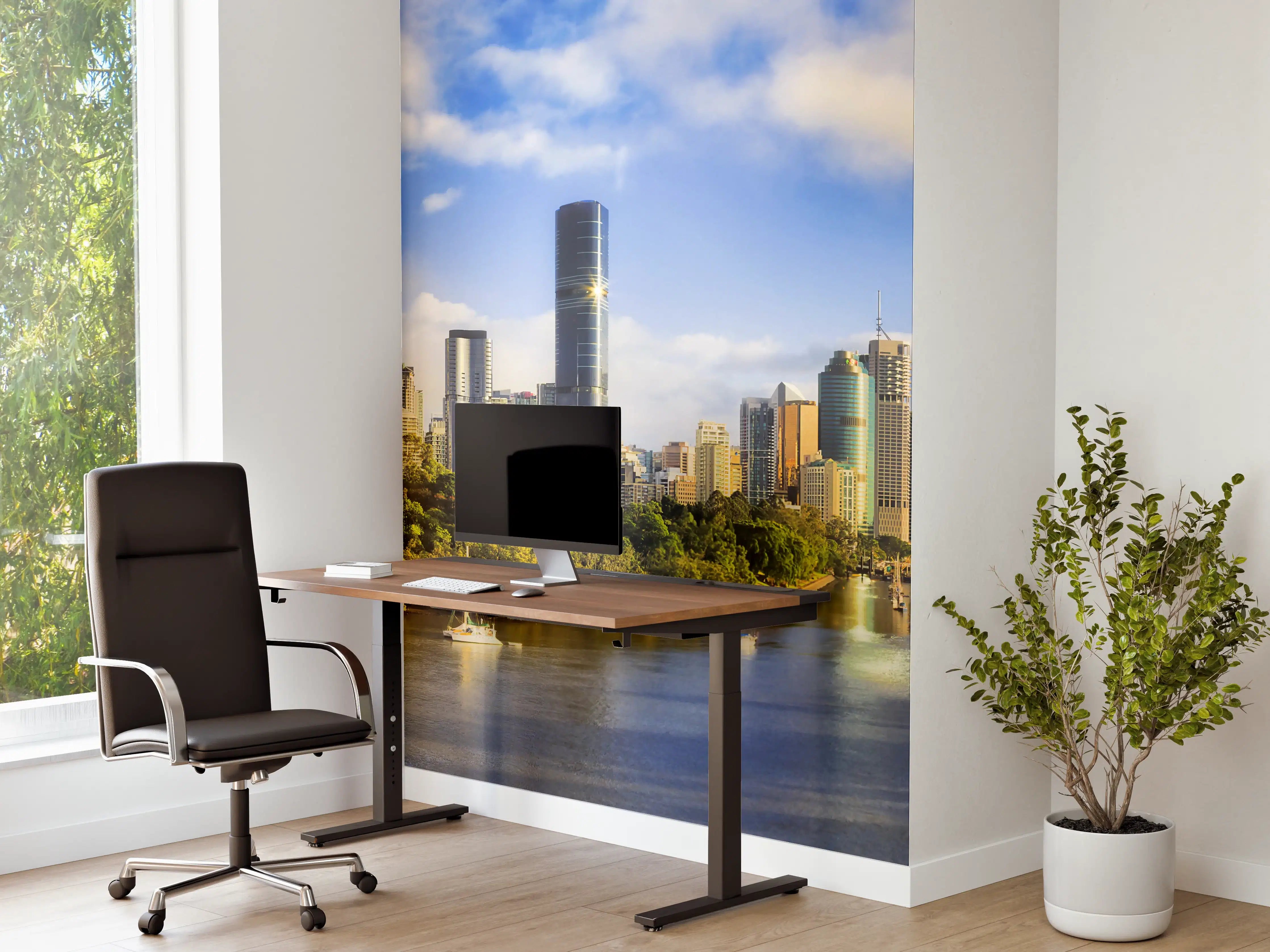 Büro Wandgestaltung - Graue Wolken über urbaner Dämmerung