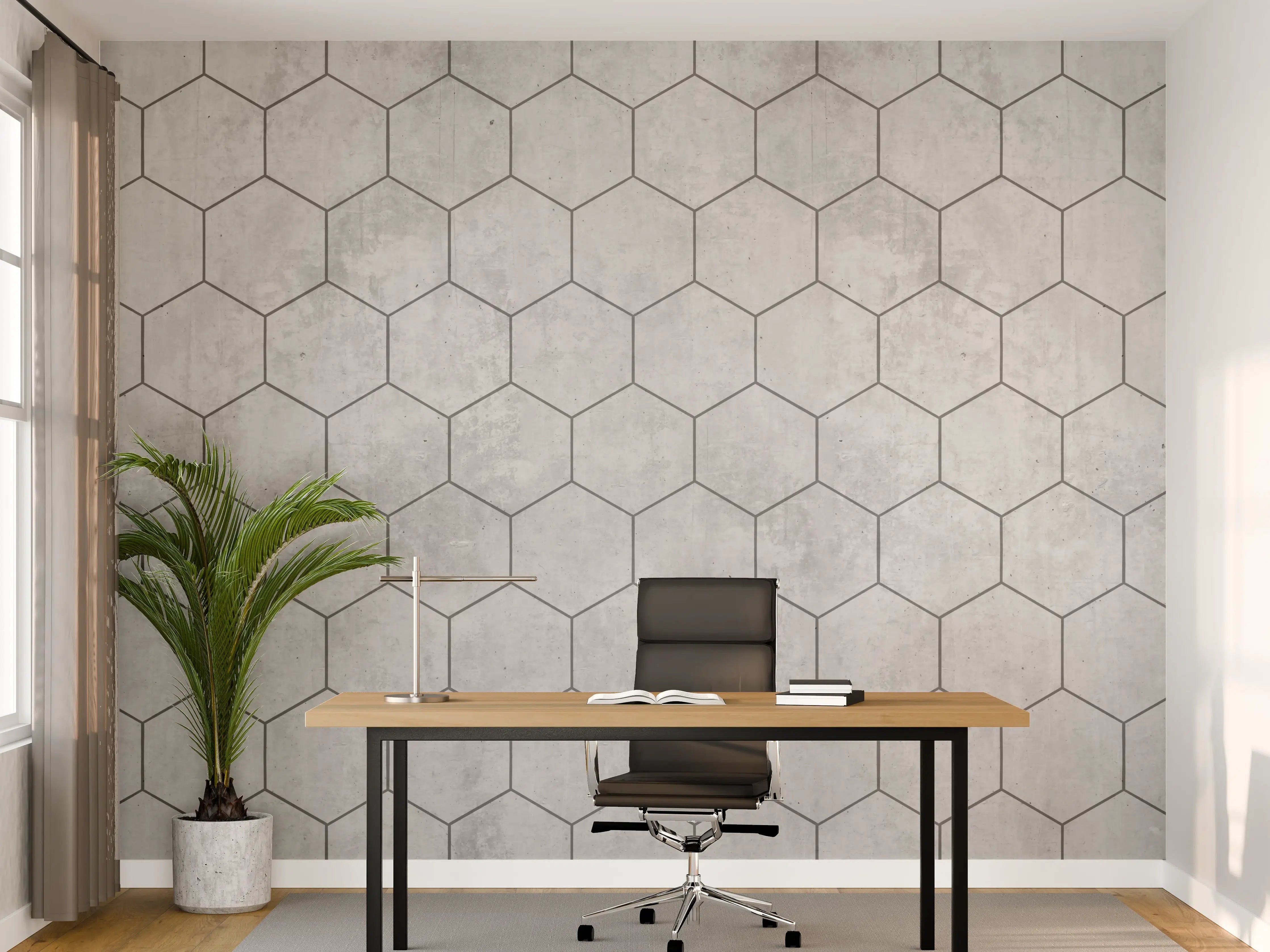 Büro Wandgestaltung - Graue sechseckige Mustern