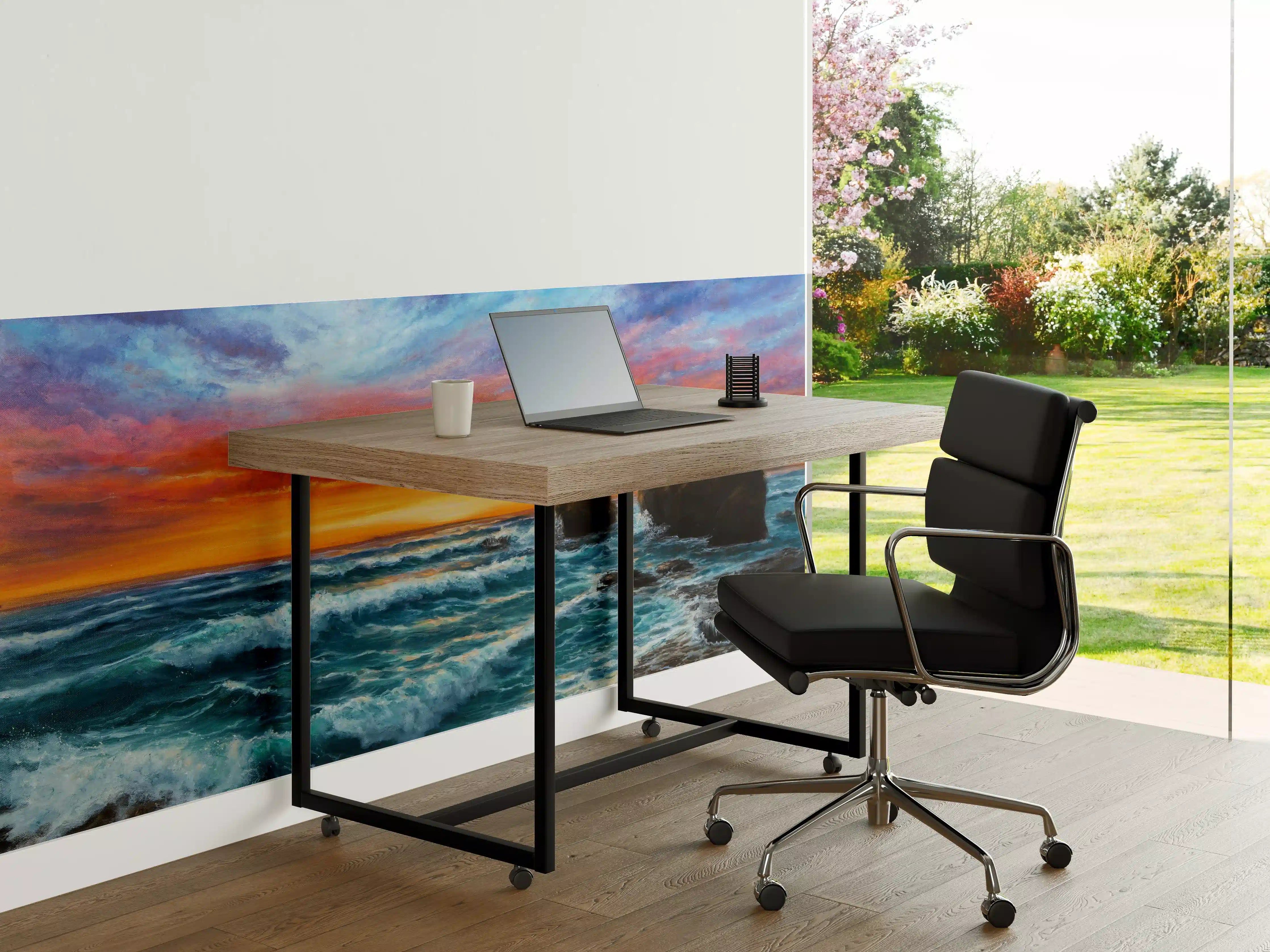 Büro Wandgestaltung - Grauer Abend am Meeresfelsen