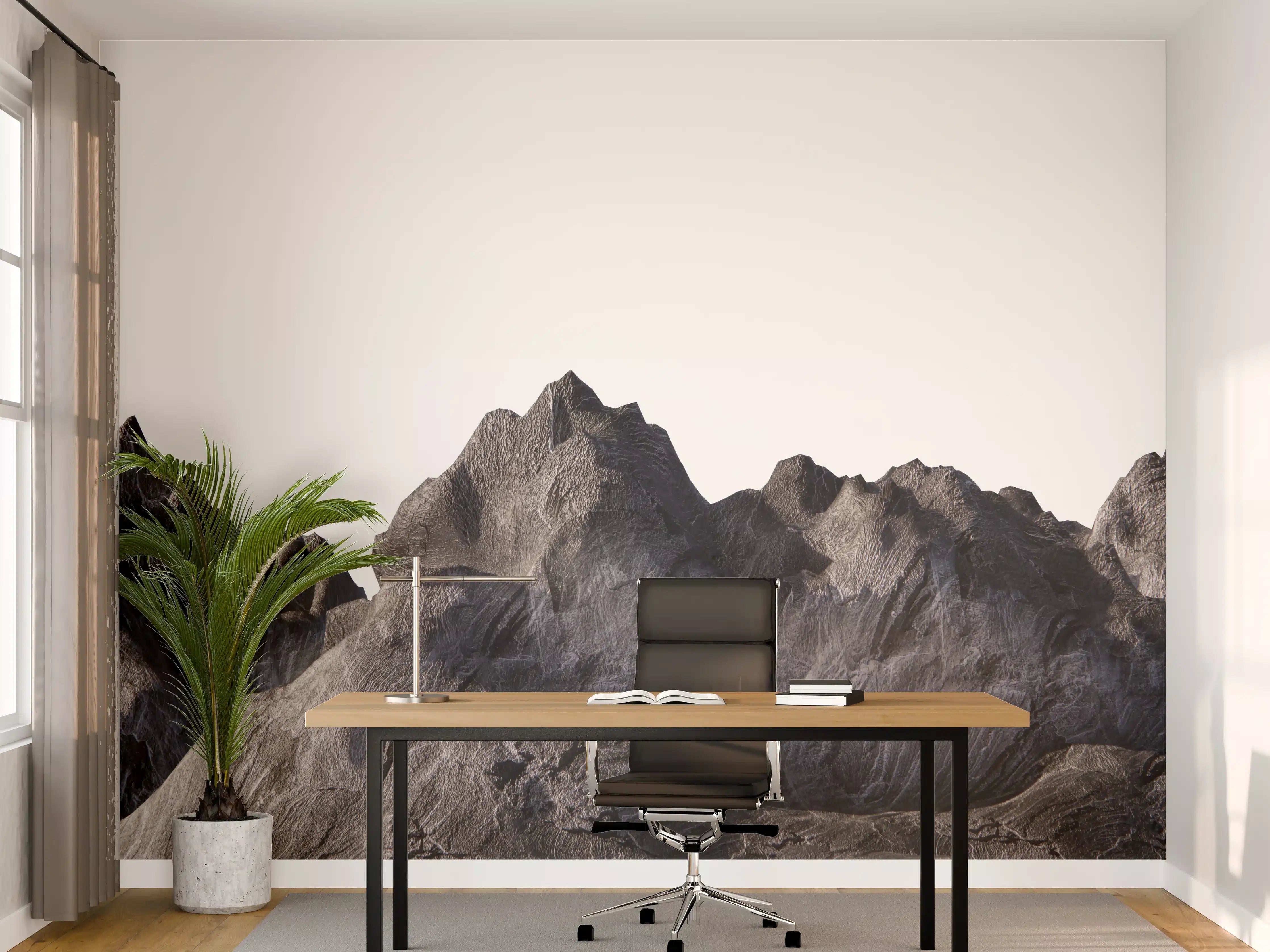 Büro Wandgestaltung - Grauer Gebirgslandschaft Ausschnitt