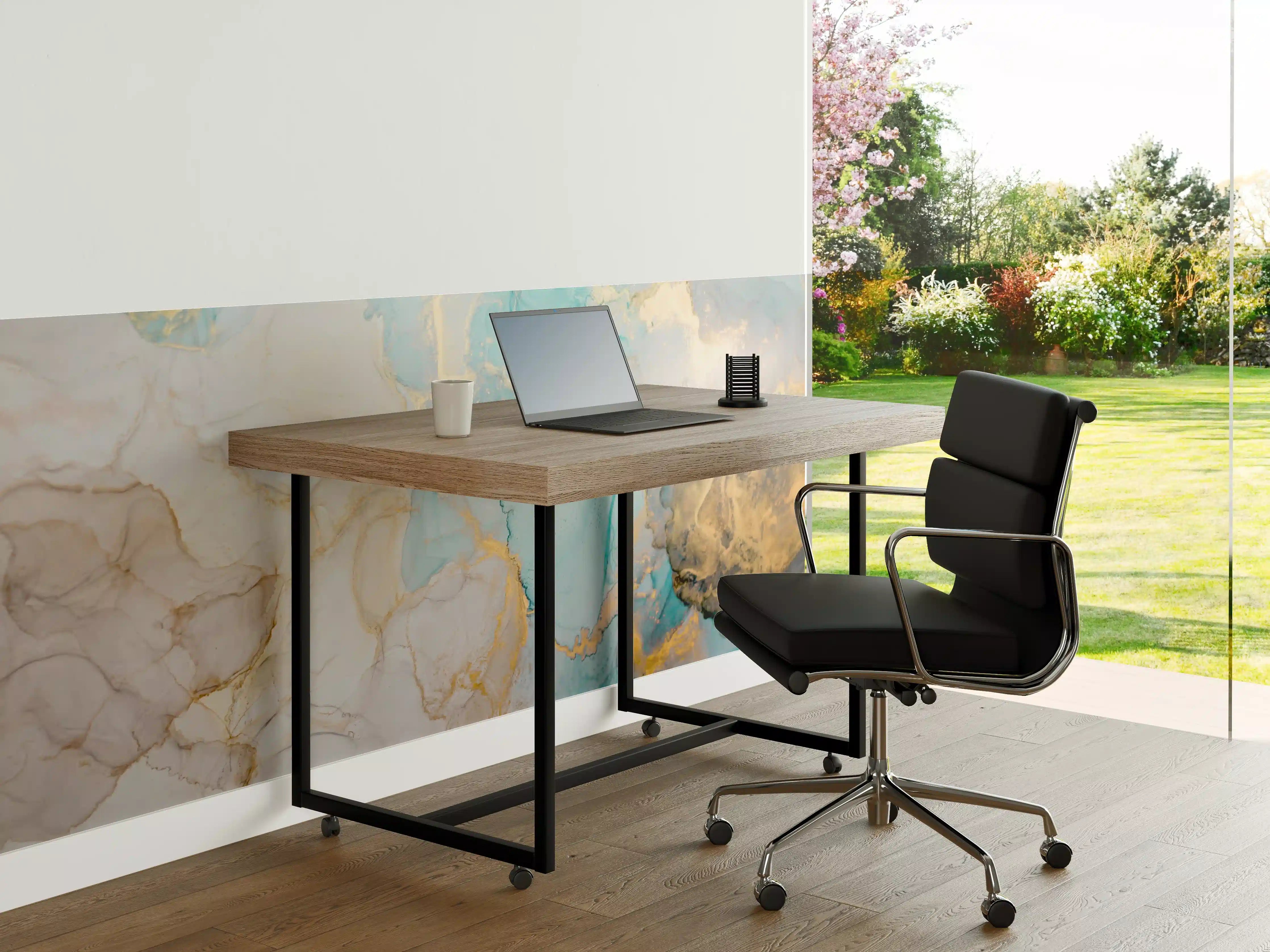 Büro Wandgestaltung - Grauer Marmor-Glanz mit Goldakzenten