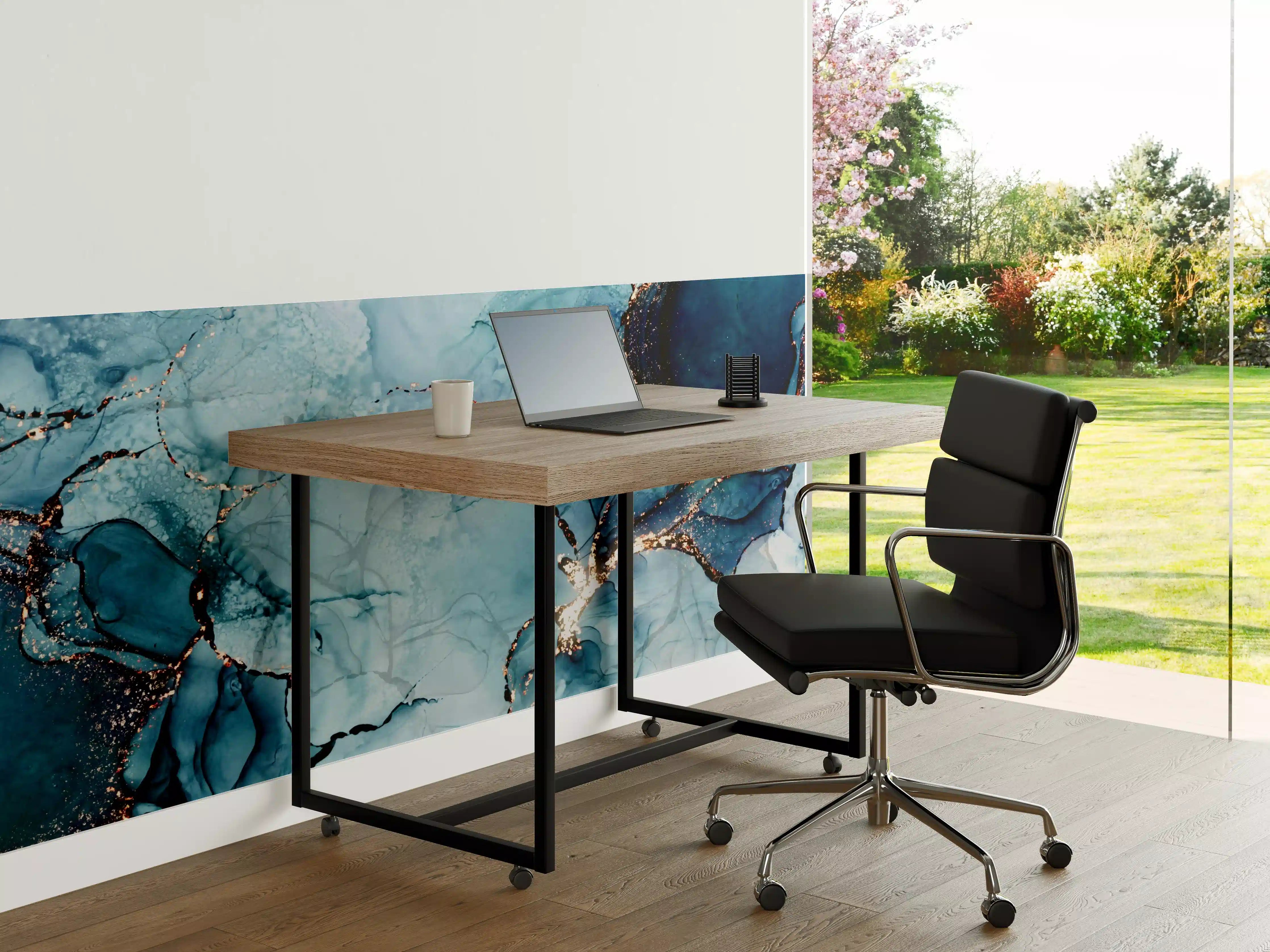 Büro Wandgestaltung - Grauer Marmor & Gold Akzente