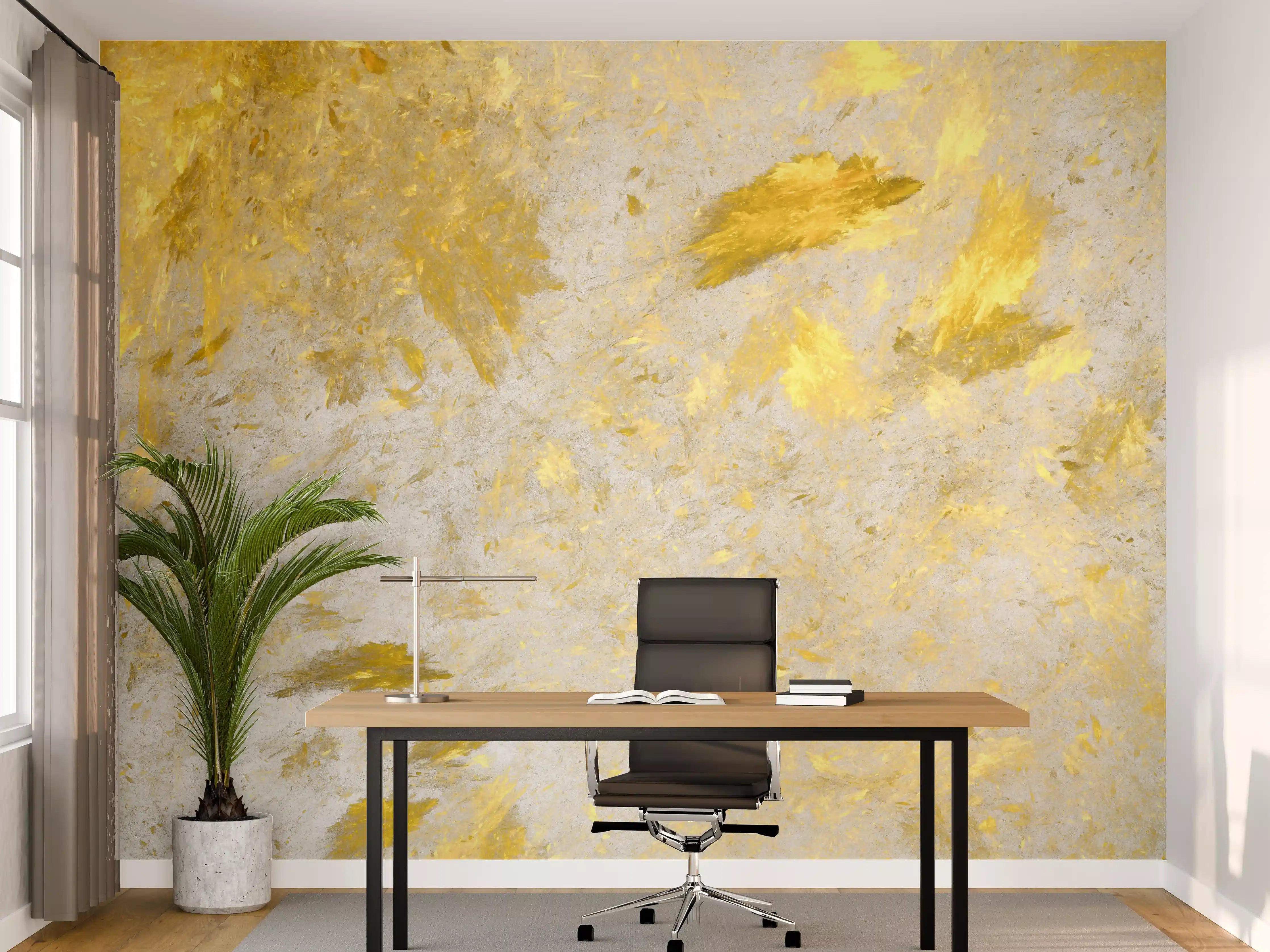 Büro Wandgestaltung - Grauer Marmor mit Golddetails