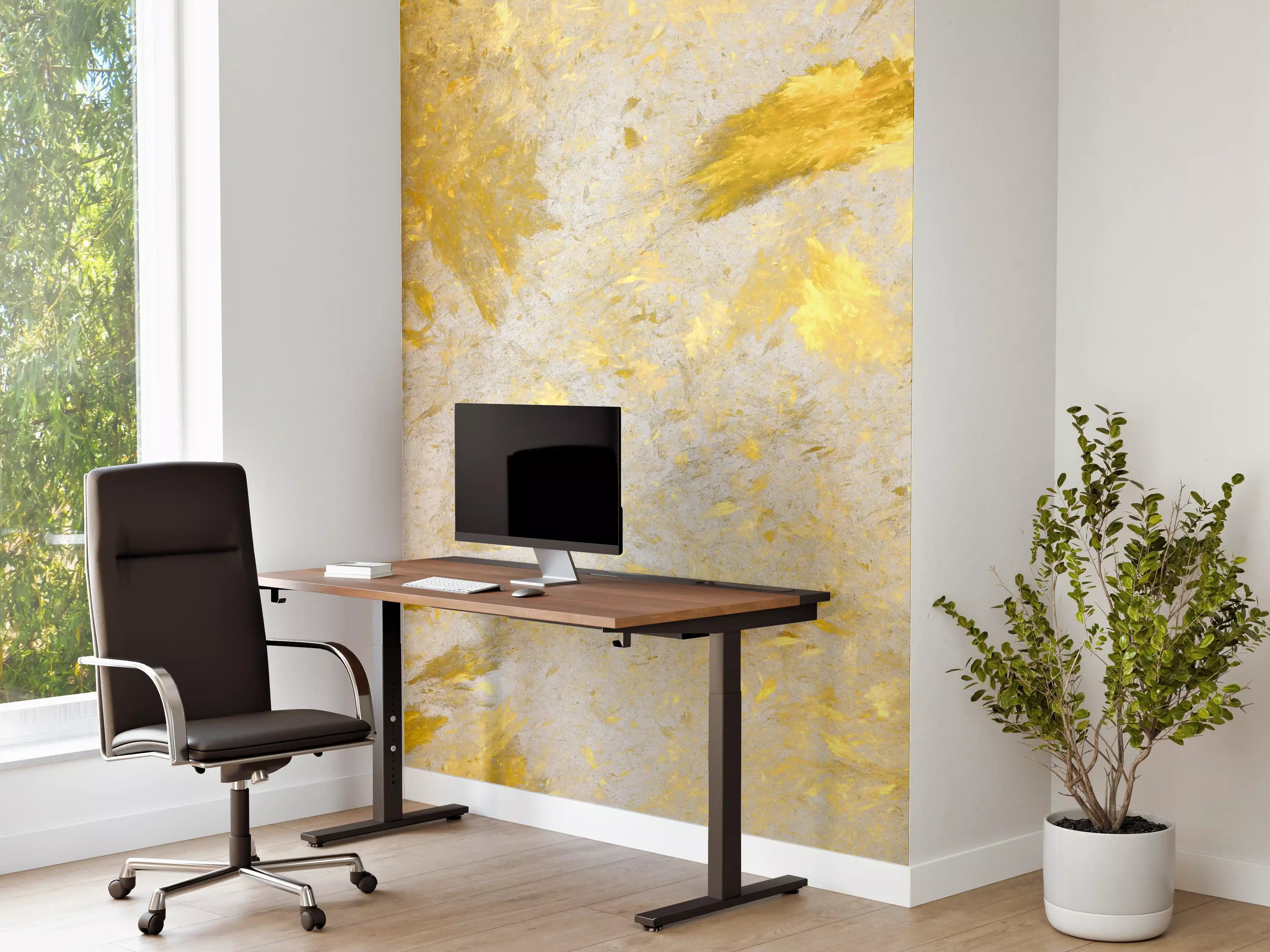 Büro Wandgestaltung - Grauer Marmor mit Golddetails