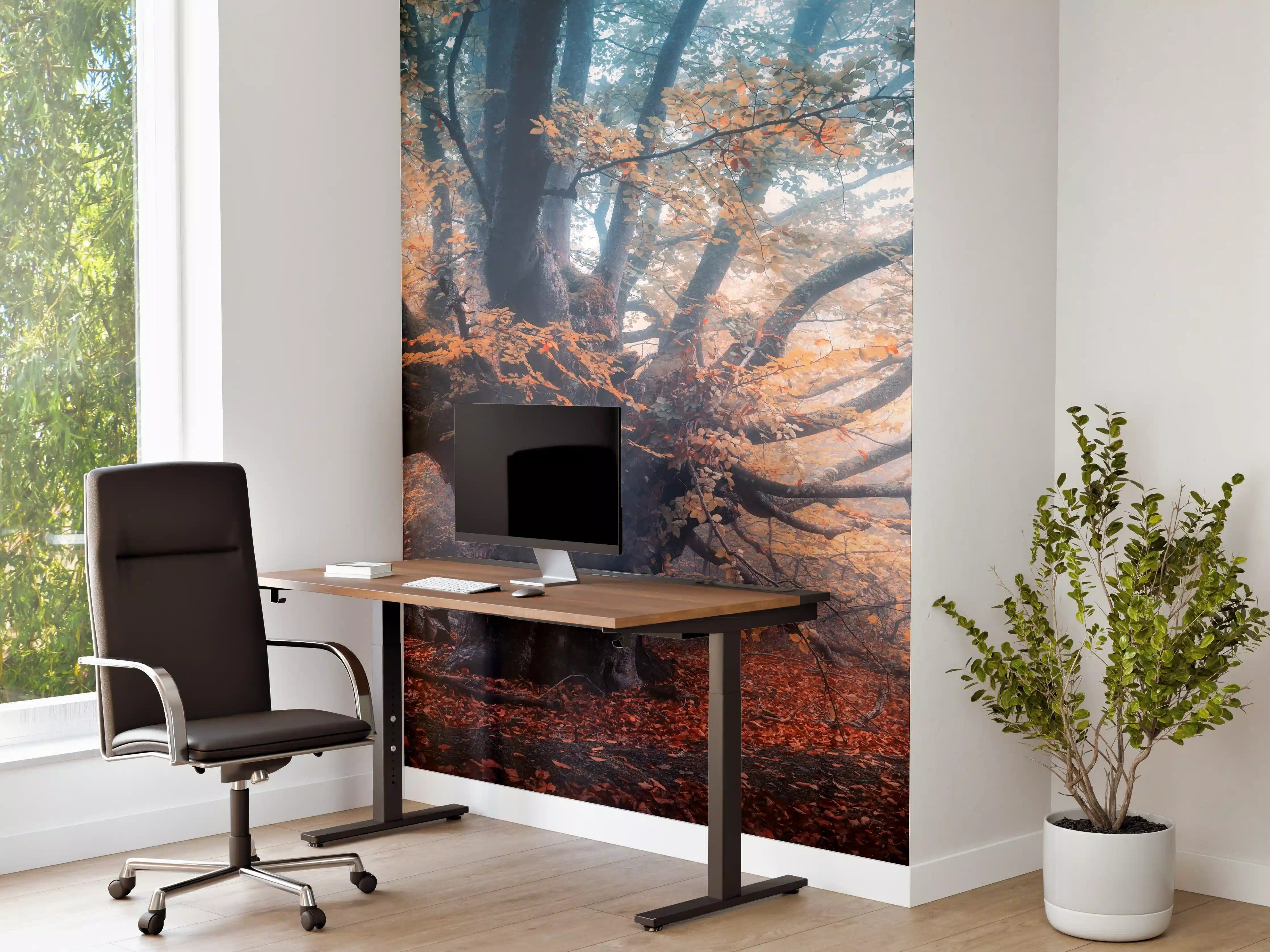 Büro Wandgestaltung - Grauer Nebelbaum im Herbst