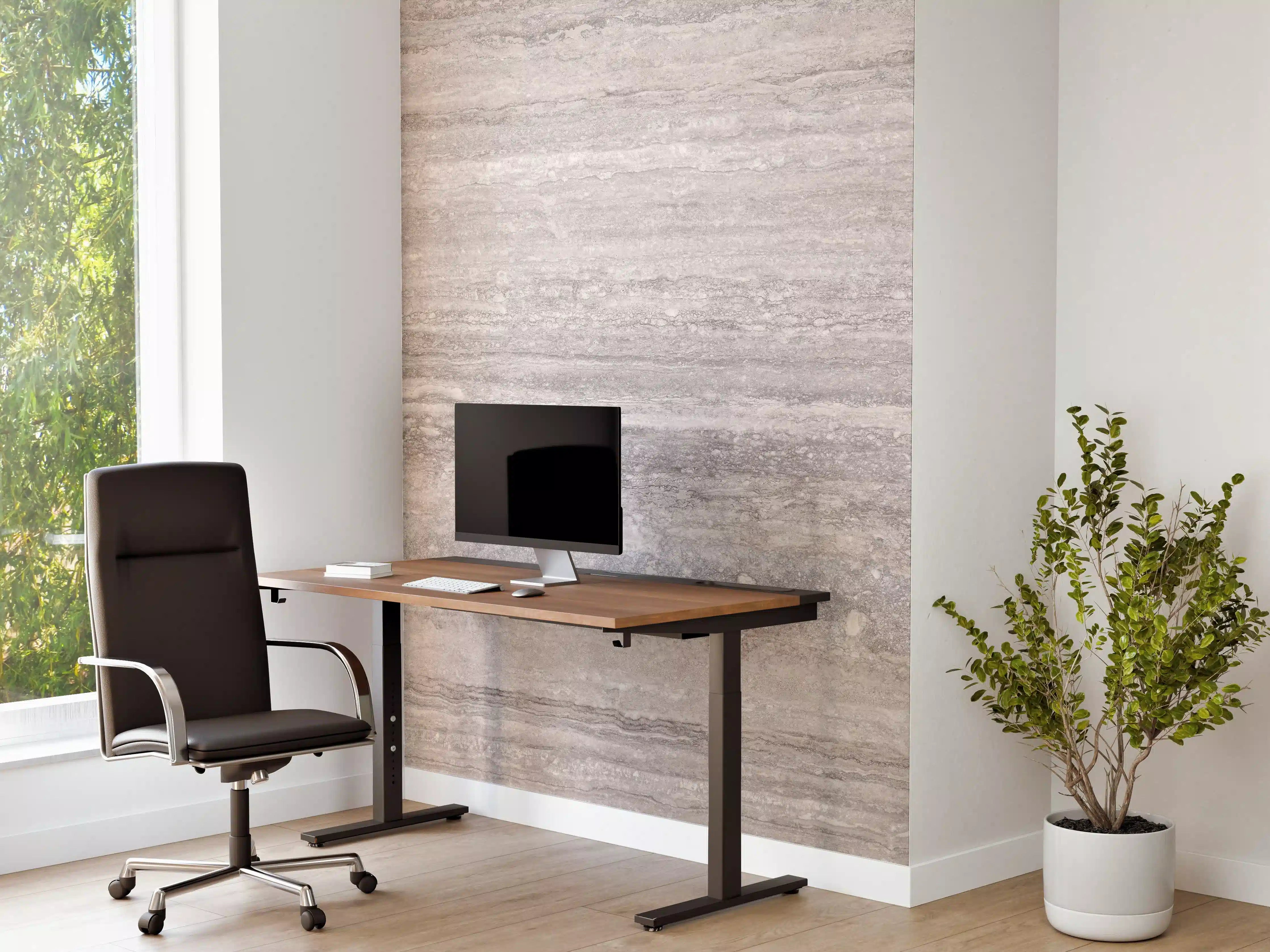 Büro Wandgestaltung - Grauer Travertin Stein