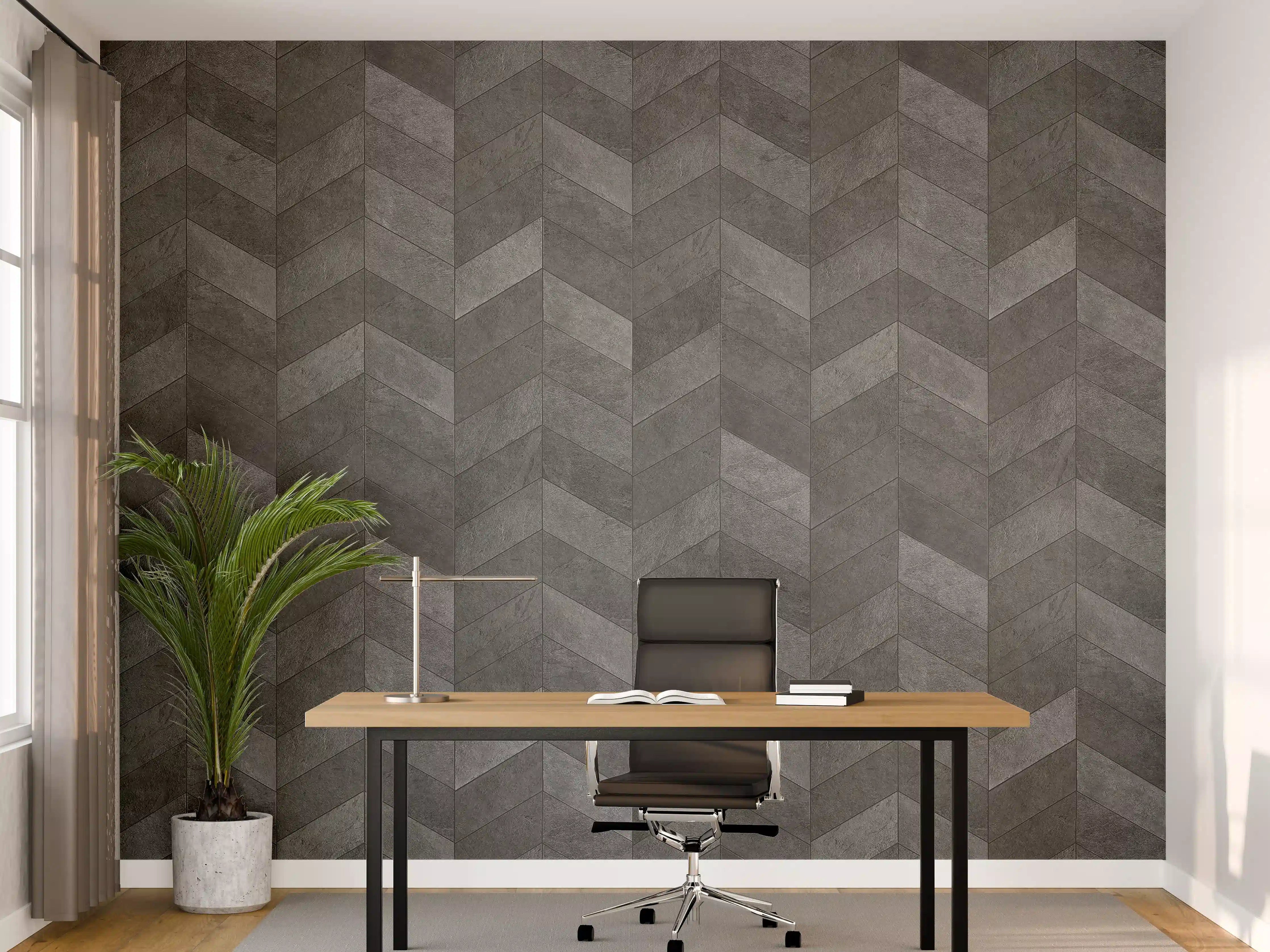Büro Wandgestaltung - Graues Chevron-Muster