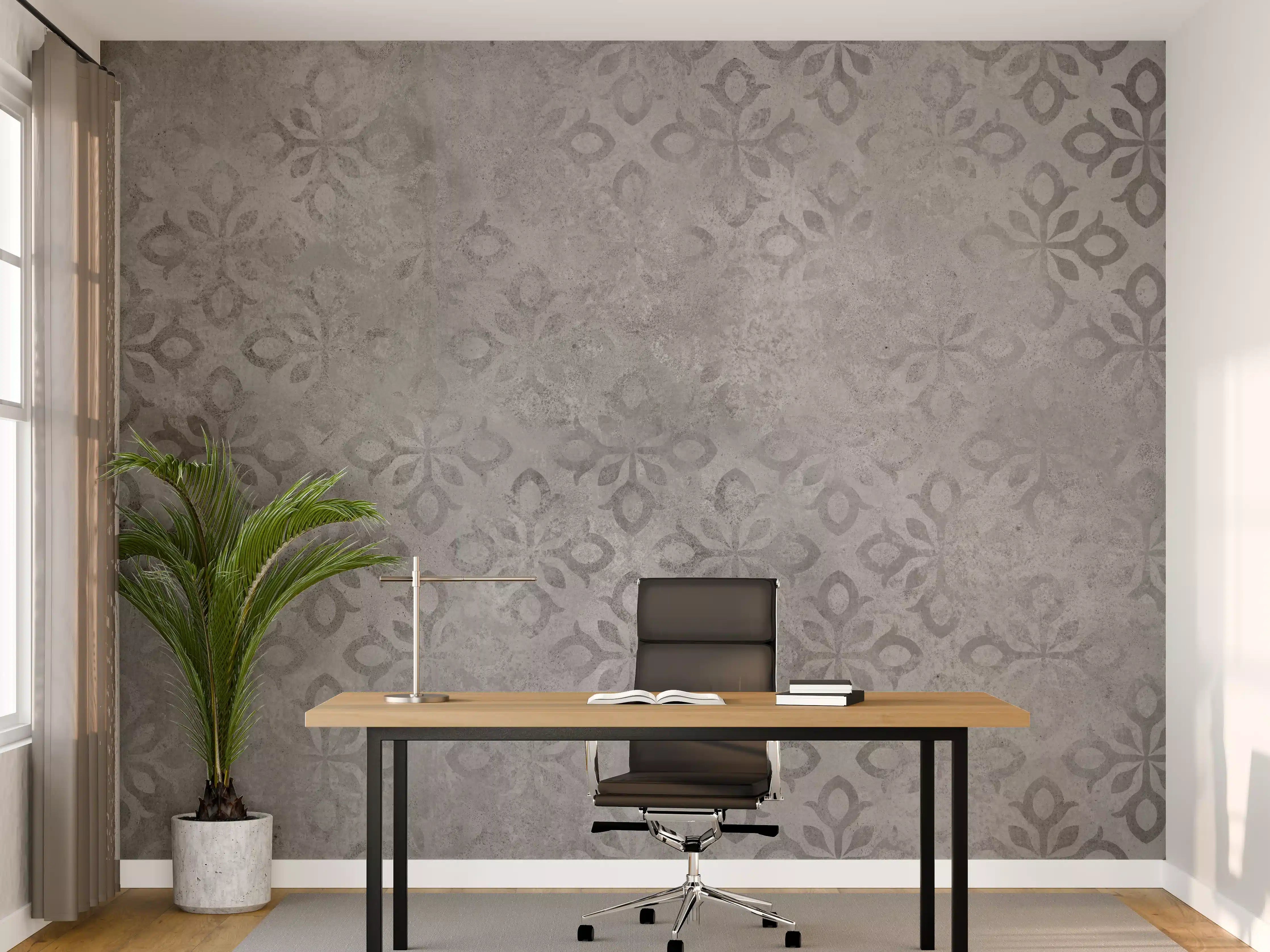 Büro Wandgestaltung - Graues Ornament Muster 