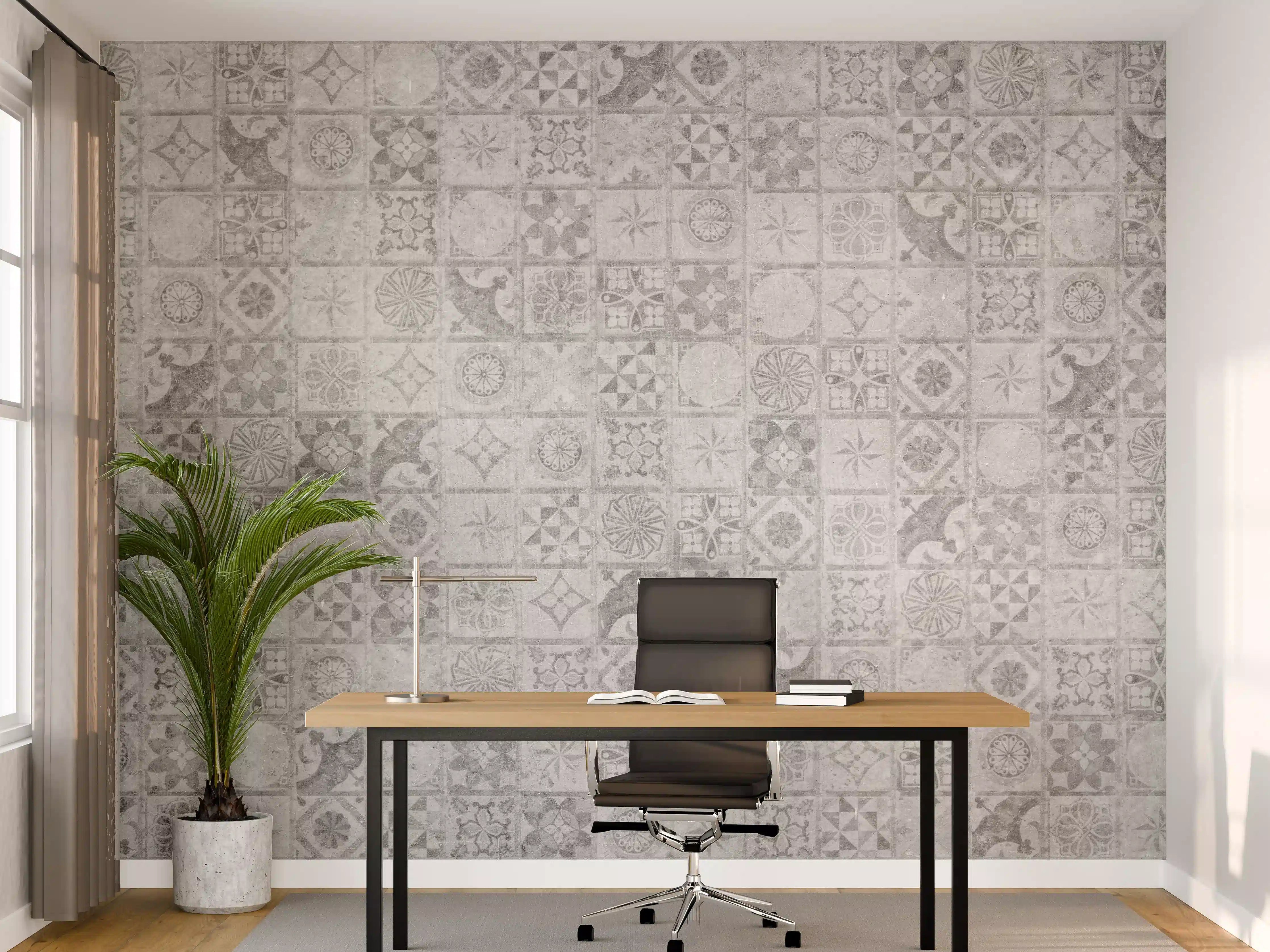 Büro Wandgestaltung - Graues weißes Mosaikmotiv