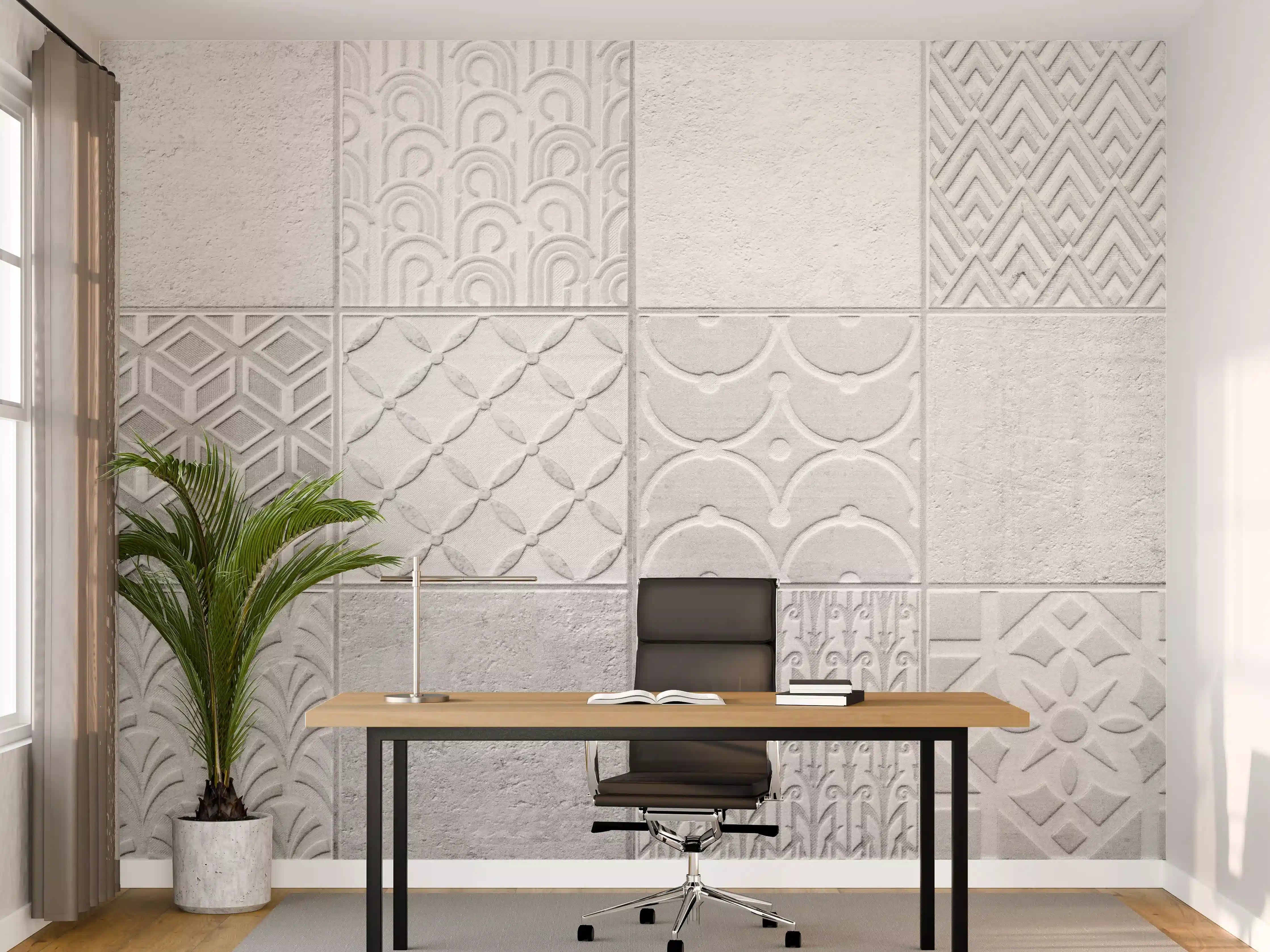 Büro Wandgestaltung - Graues weißes Vintage Mosaikmotiv