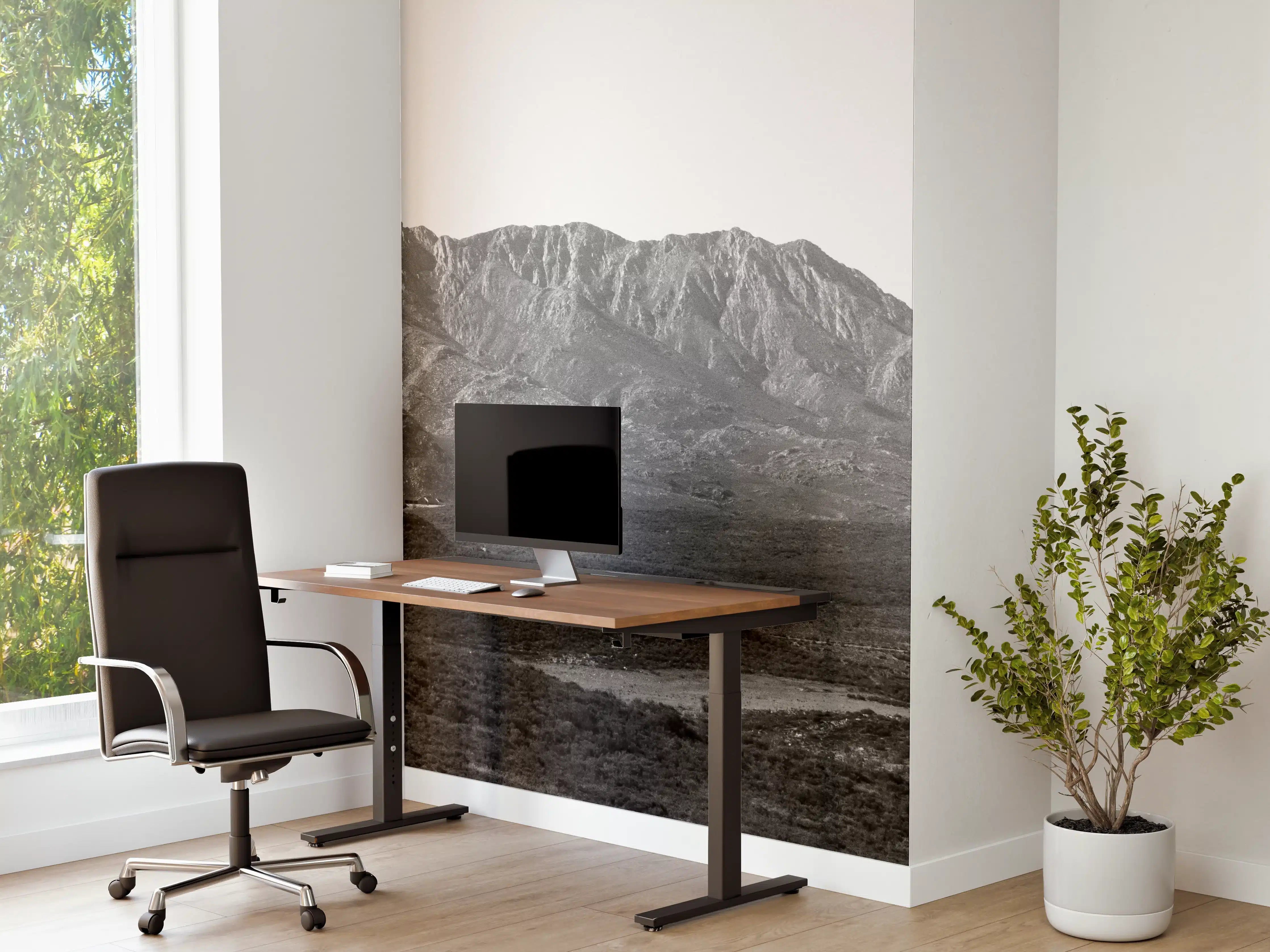 Büro Wandgestaltung - Graustufen Bergpanorama