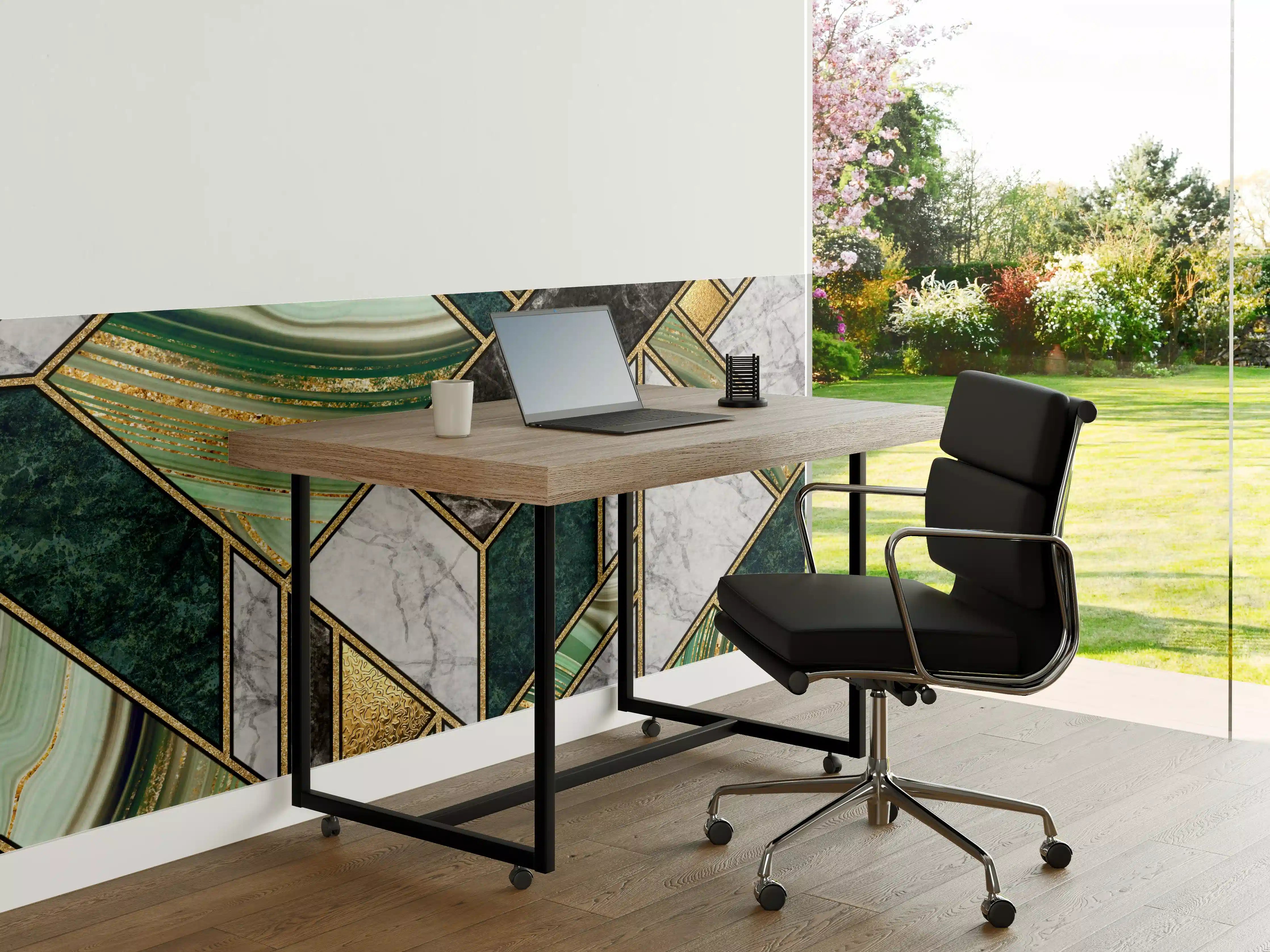 Büro Wandgestaltung - Grün-Goldene Marmormosaik Textur