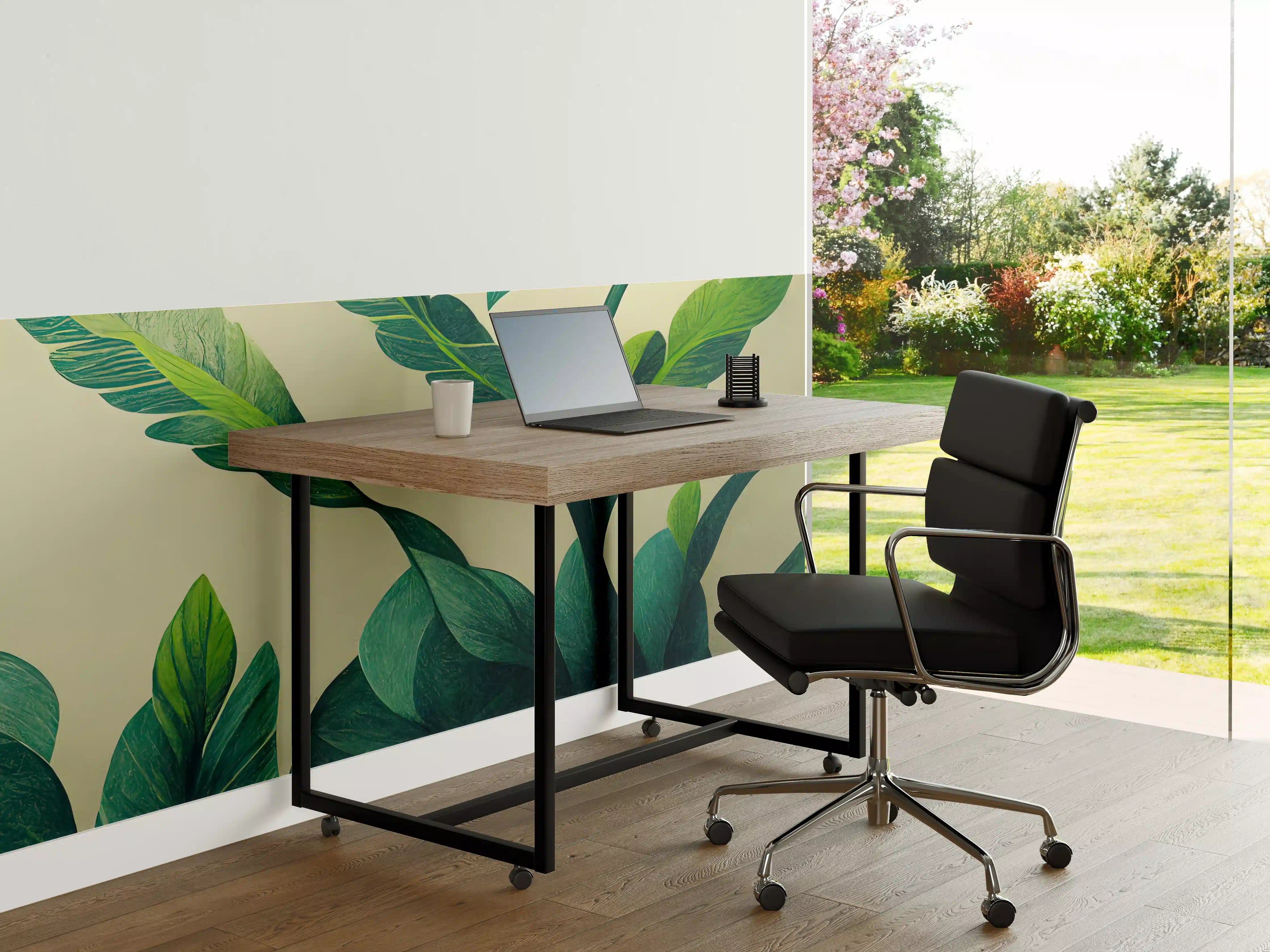 Büro Wandgestaltung - Grüne Blätter Wanddesign mit Botanischem Flair
