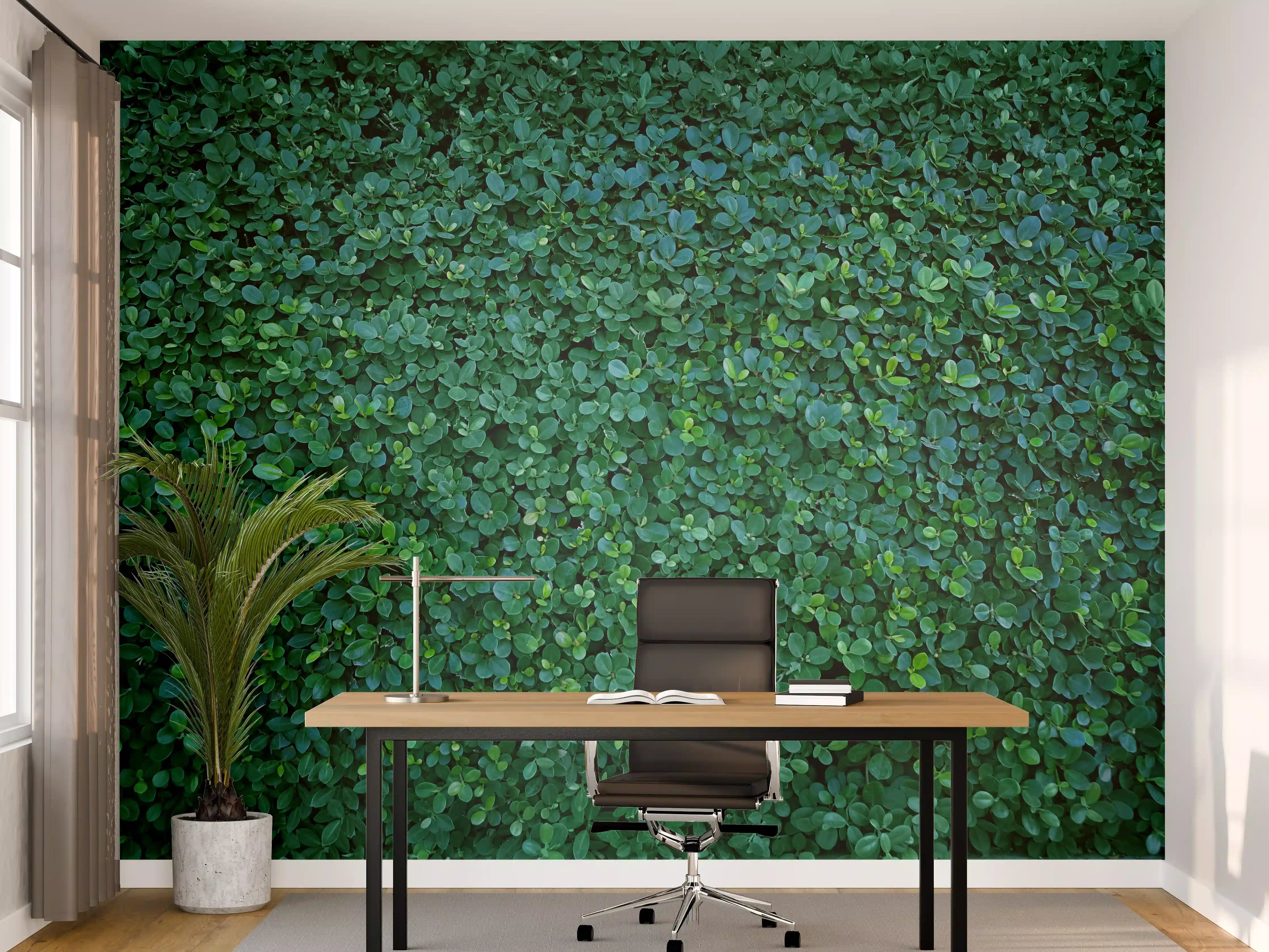 Büro Wandgestaltung - Grüne Blätterwand Textur