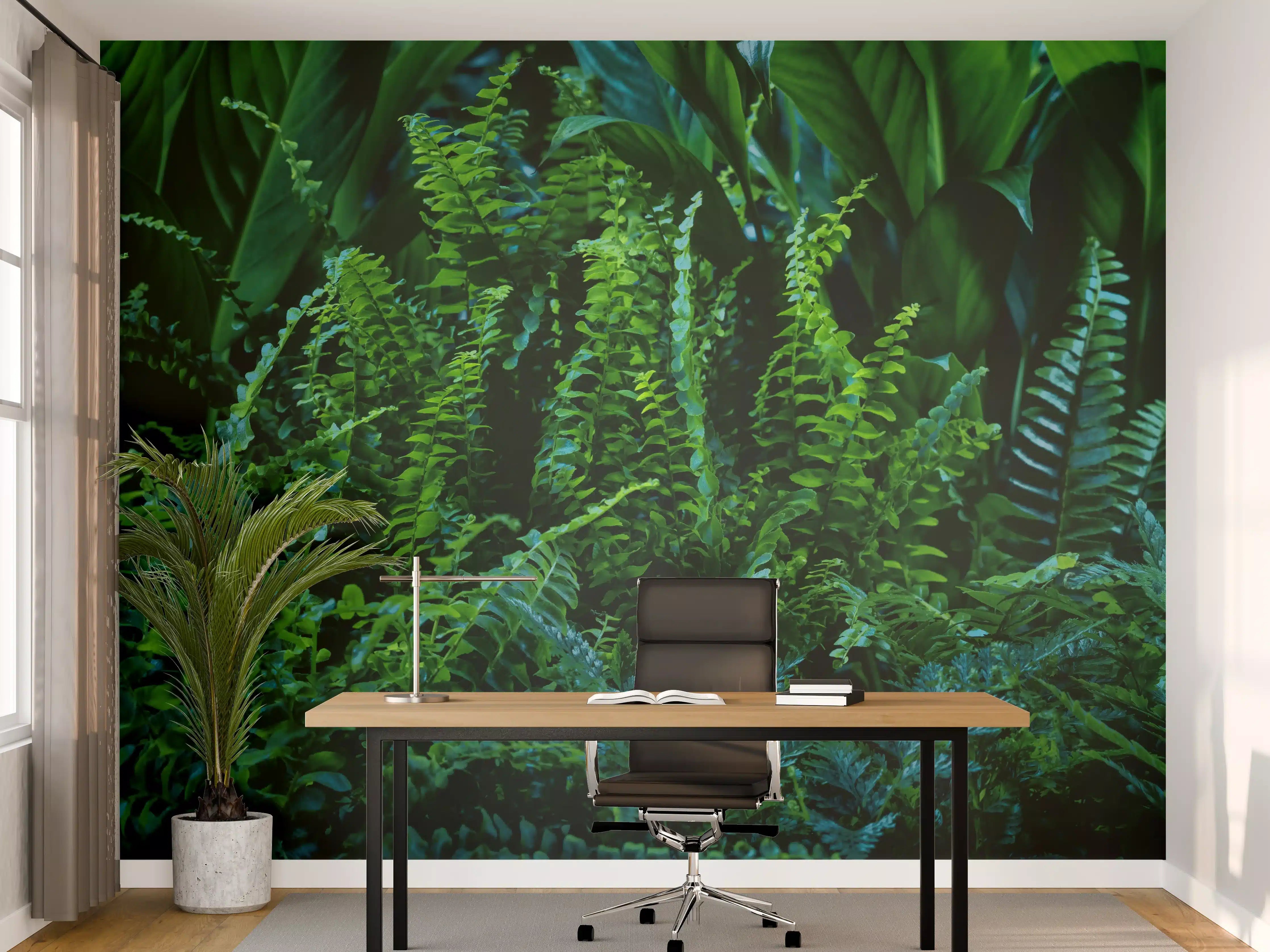 Büro Wandgestaltung - Grüne Farn Blatt Textur