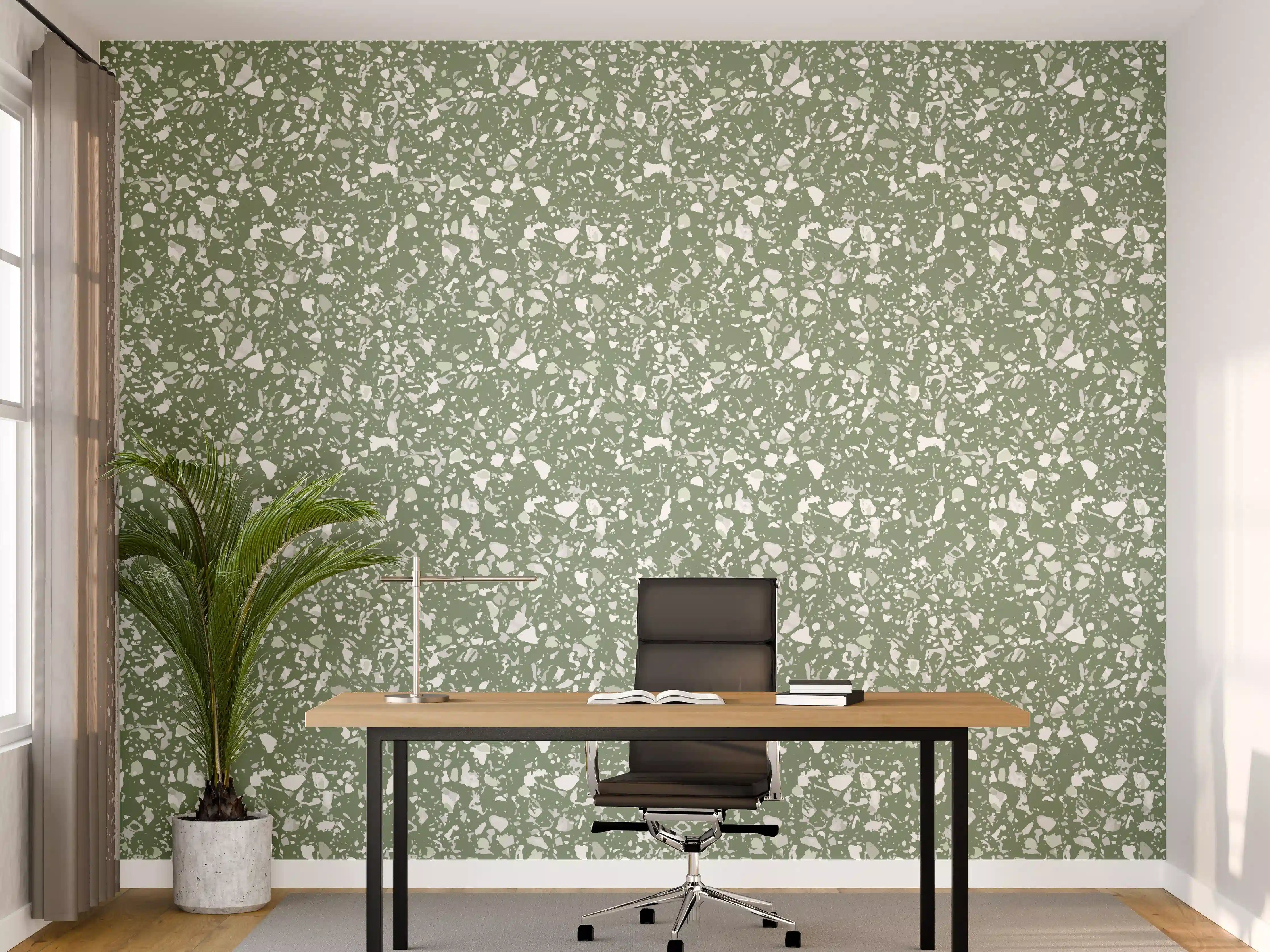 Büro Wandgestaltung - Grüne Terrazzo-Olive-Textur