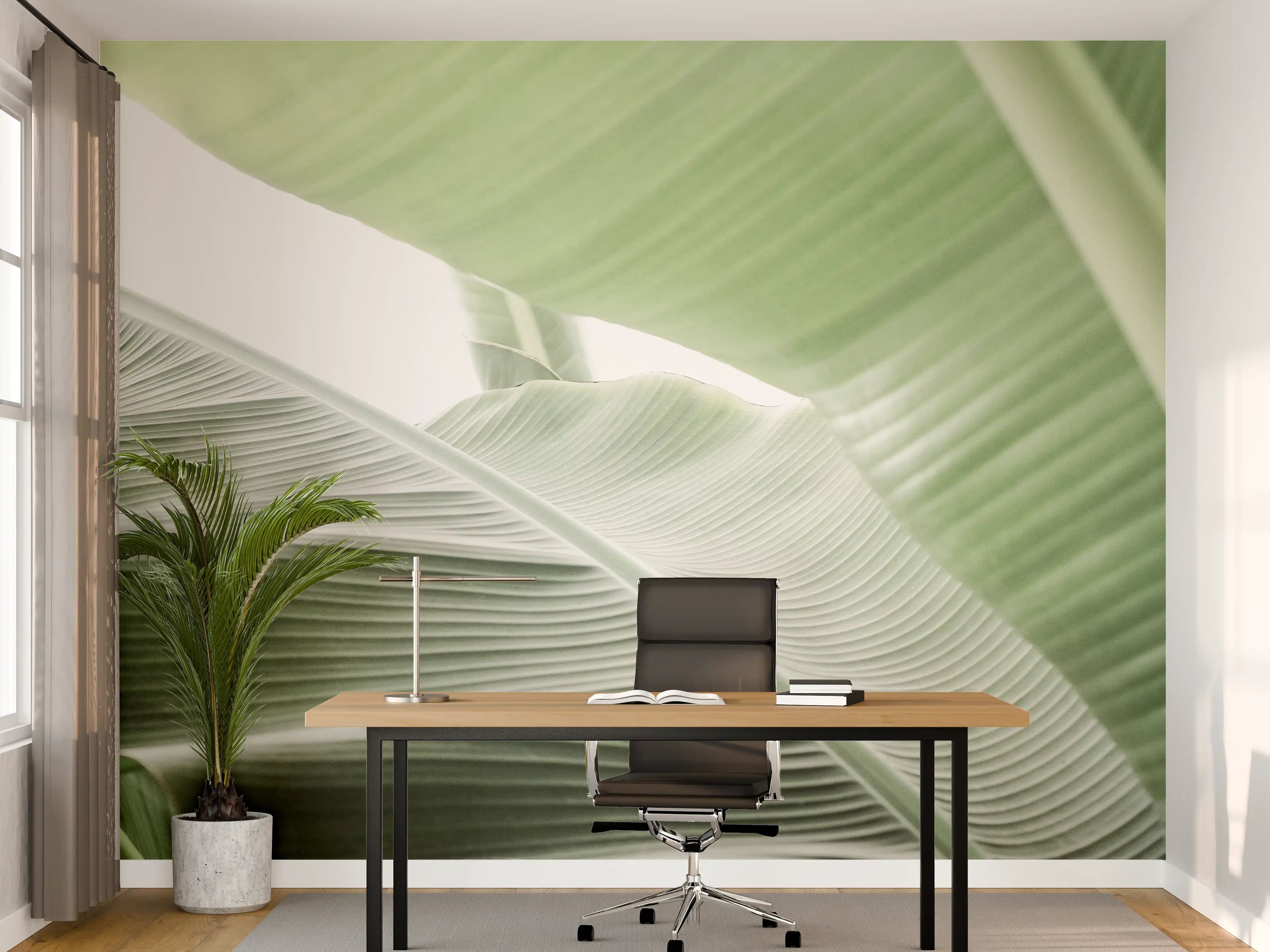 Büro Wandgestaltung - Grüne Tropenblatt-Struktur