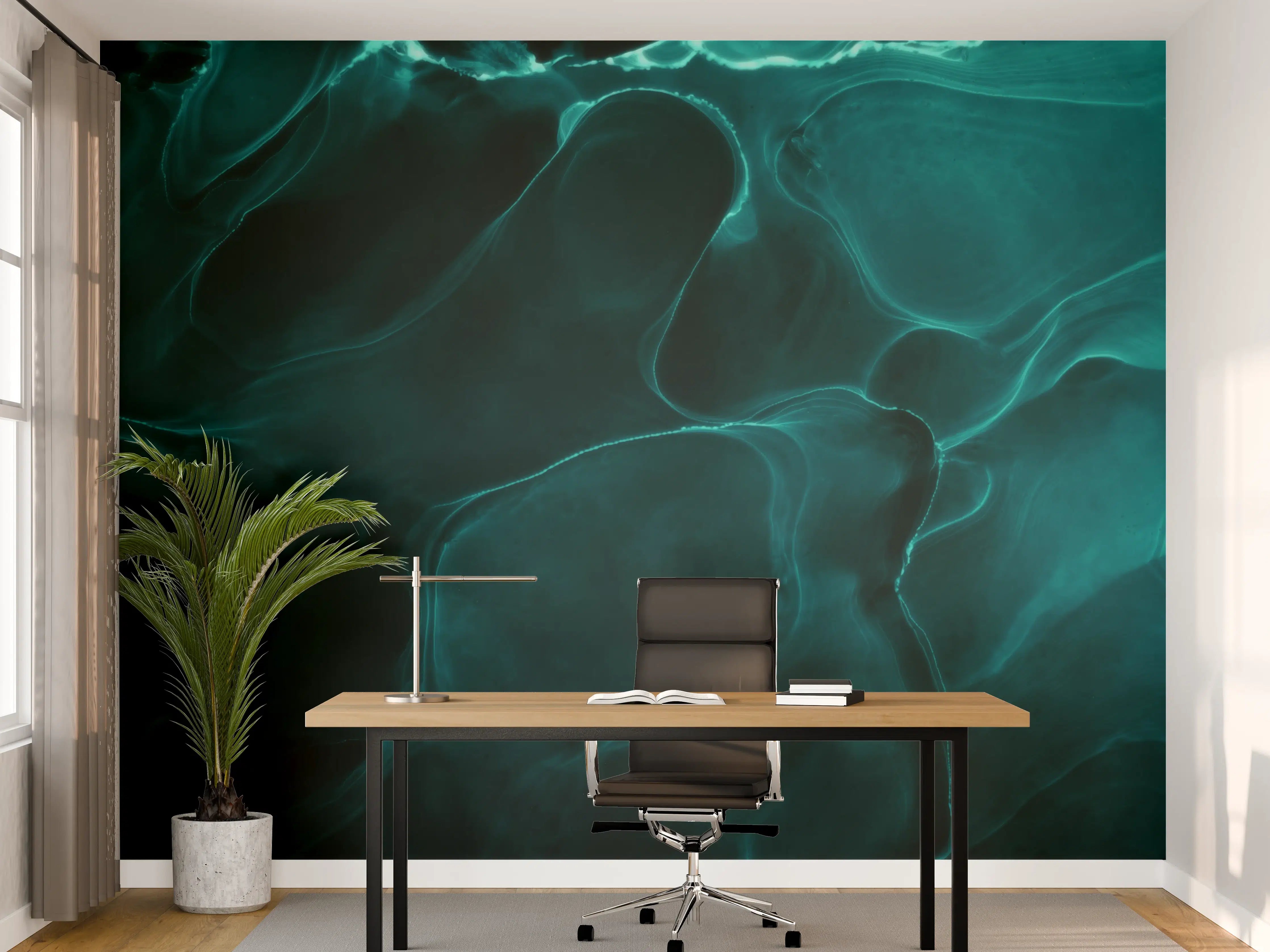 Büro Wandgestaltung - Grüne elektrische Energielinien