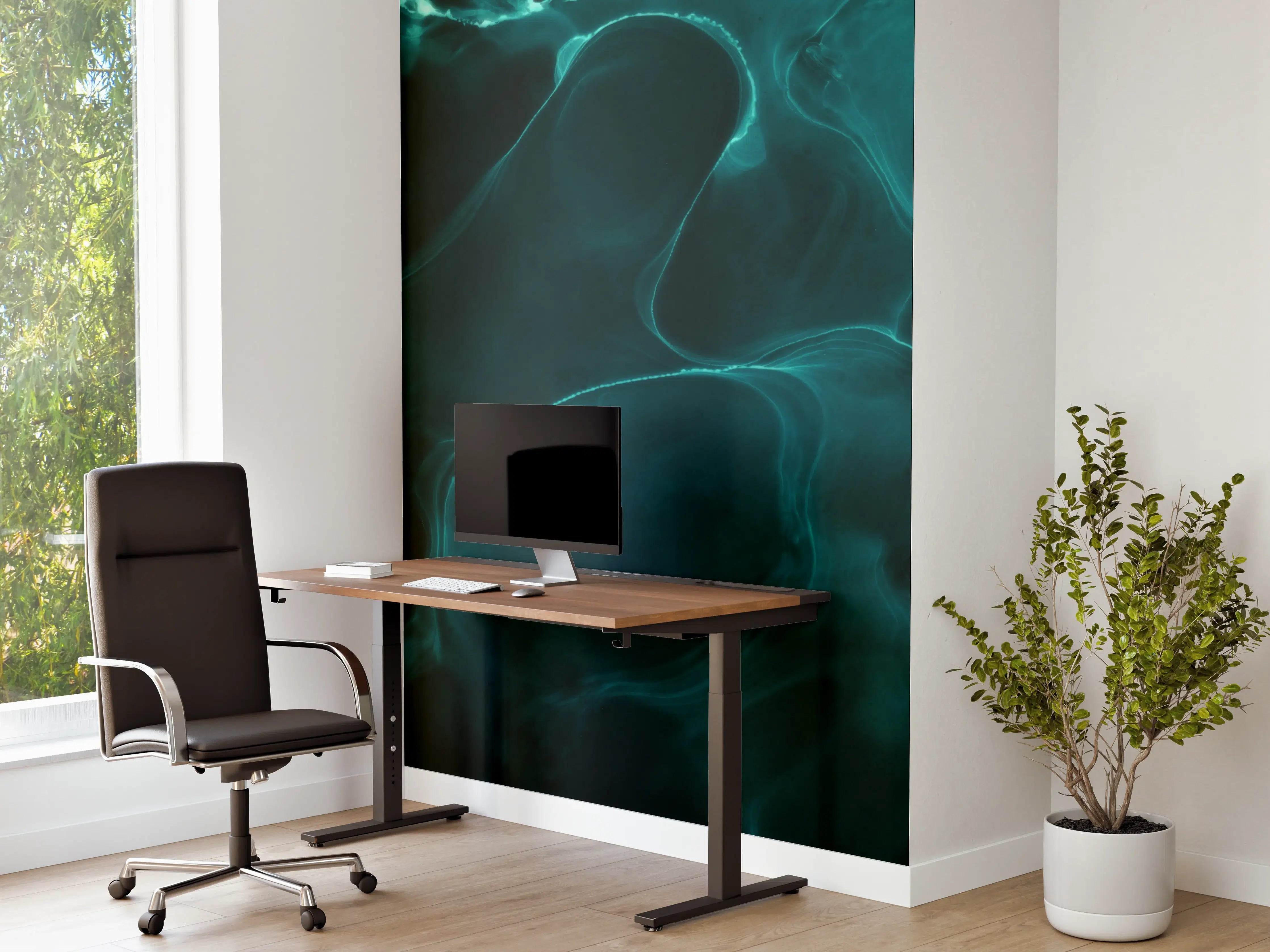 Büro Wandgestaltung - Grüne elektrische Energielinien
