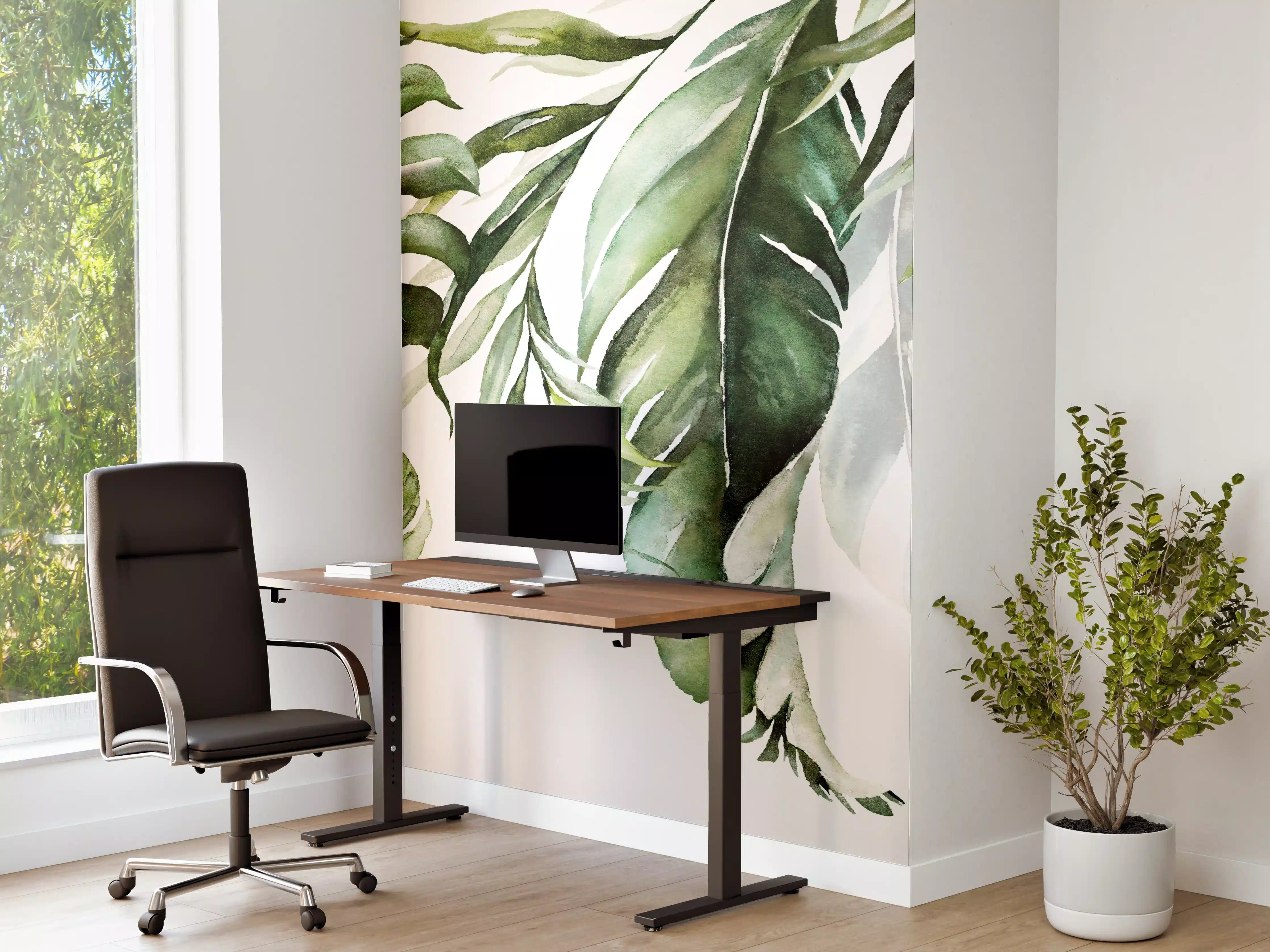 Büro Wandgestaltung - Grüne tropische Blätter Aquarell