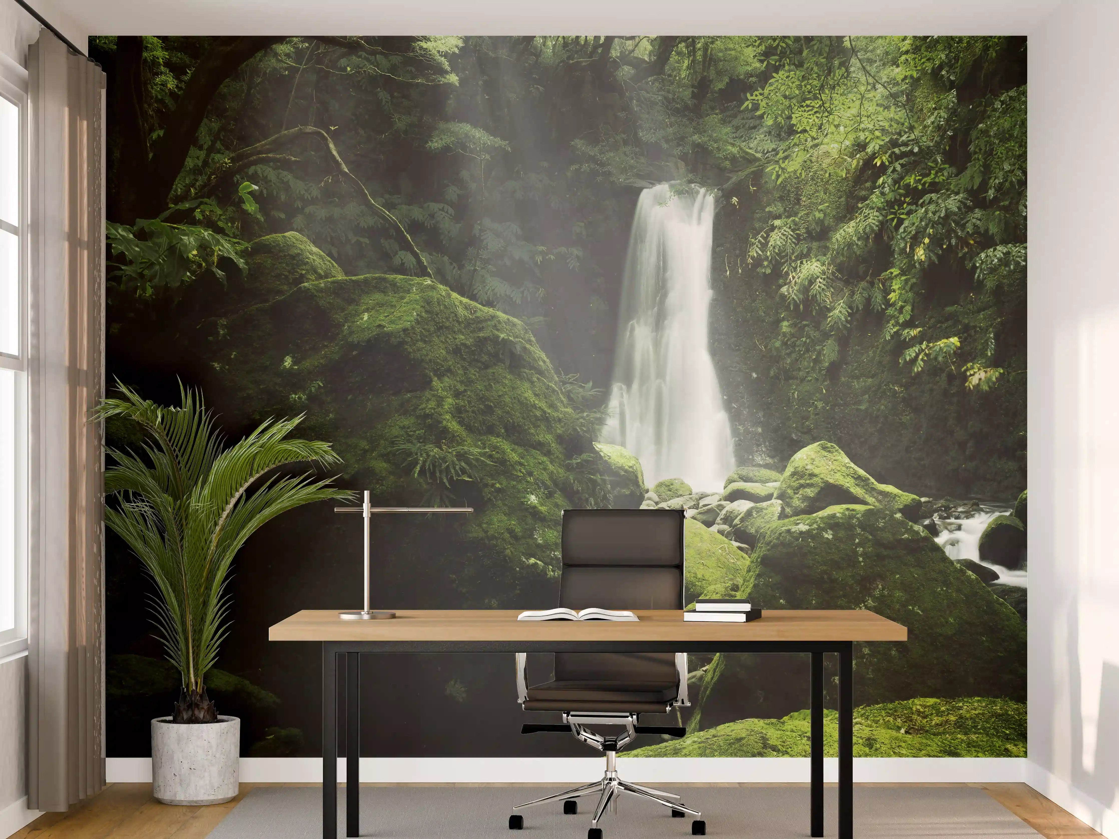 Büro Wandgestaltung - Grüner Mystik-Wasserfall
