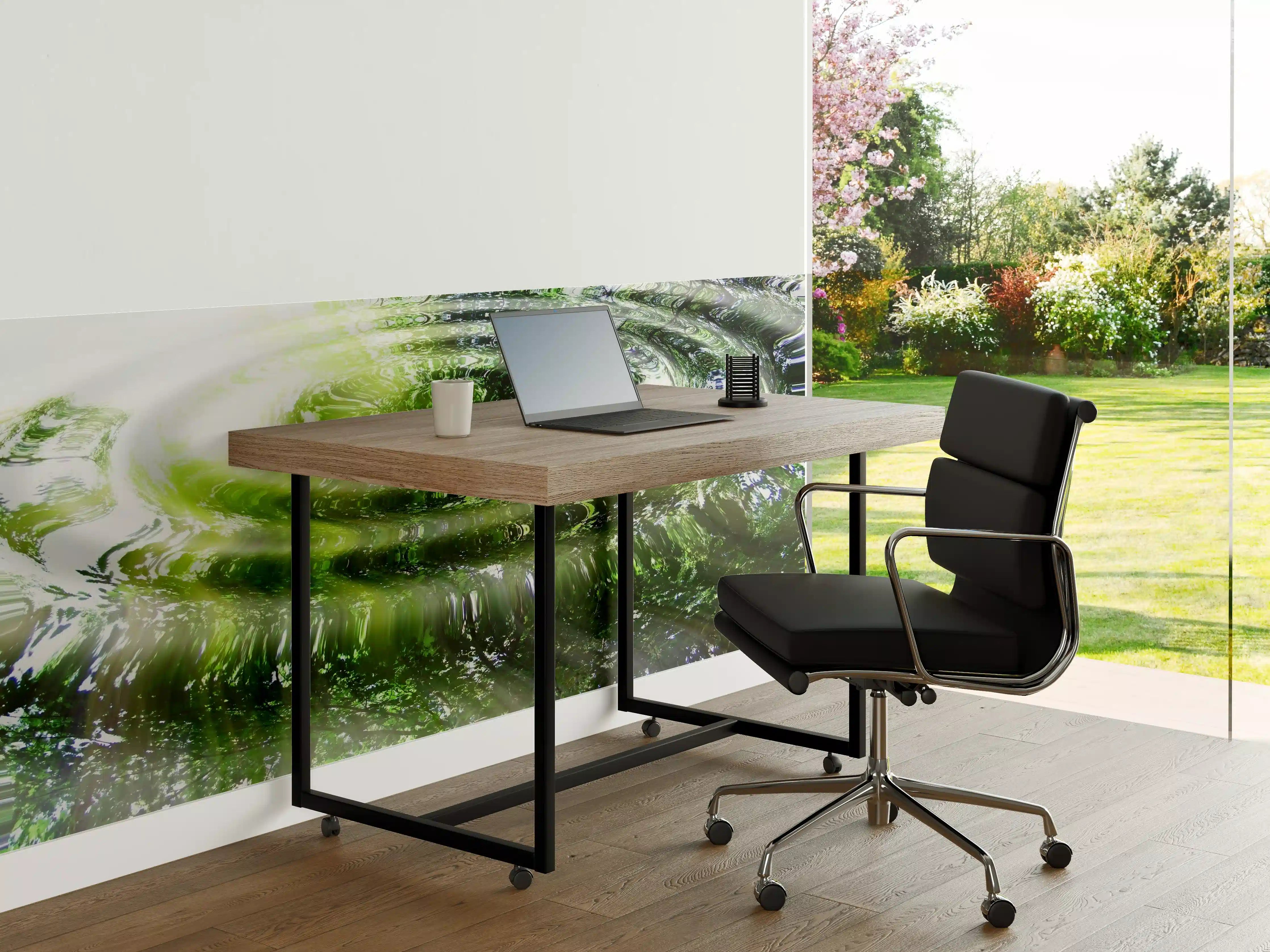 Büro Wandgestaltung - Grüner Wasserrauschen mit Spiegelungen