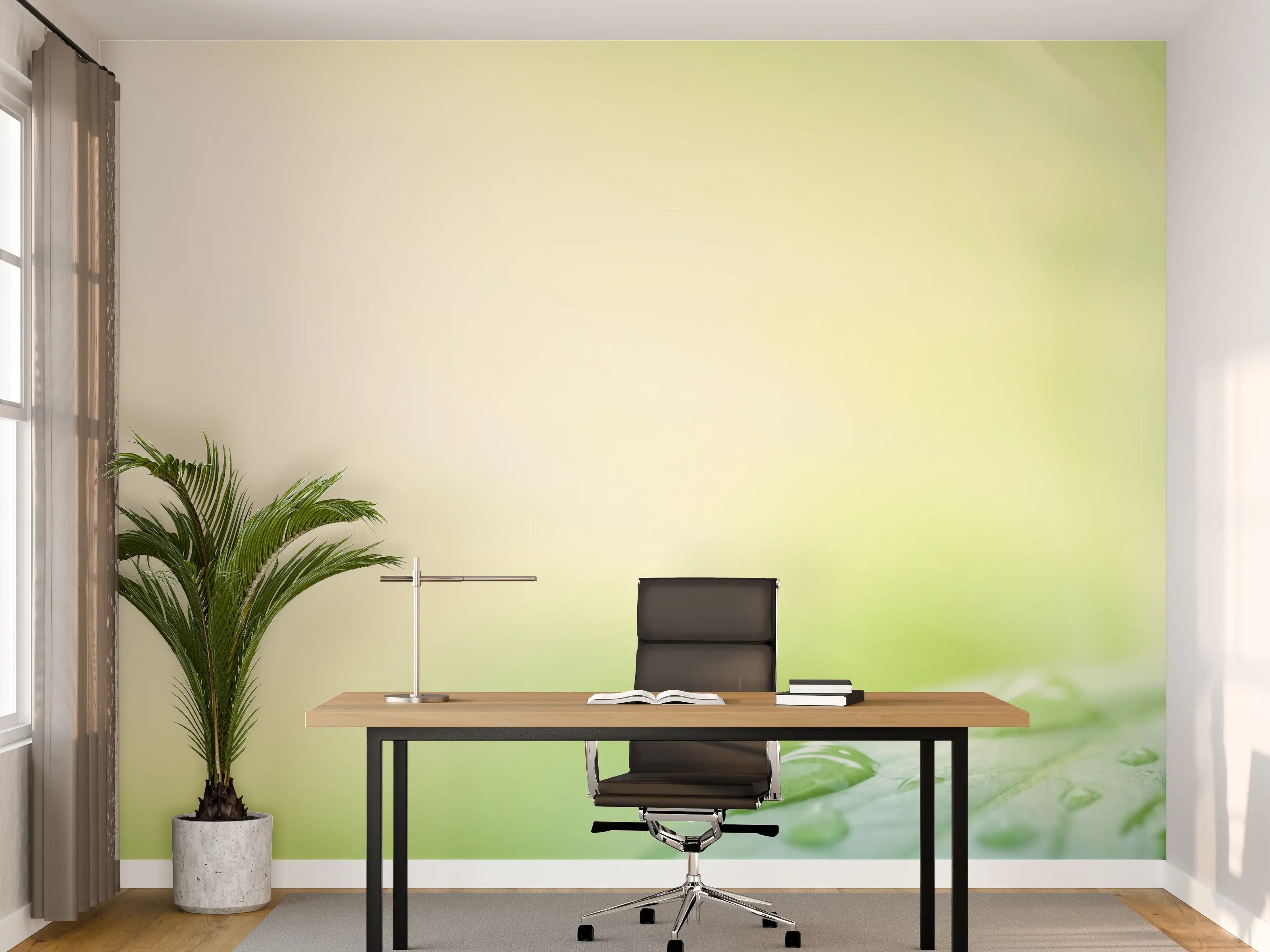 Büro Wandgestaltung - Grünes Blatt Regentropfen Sommer