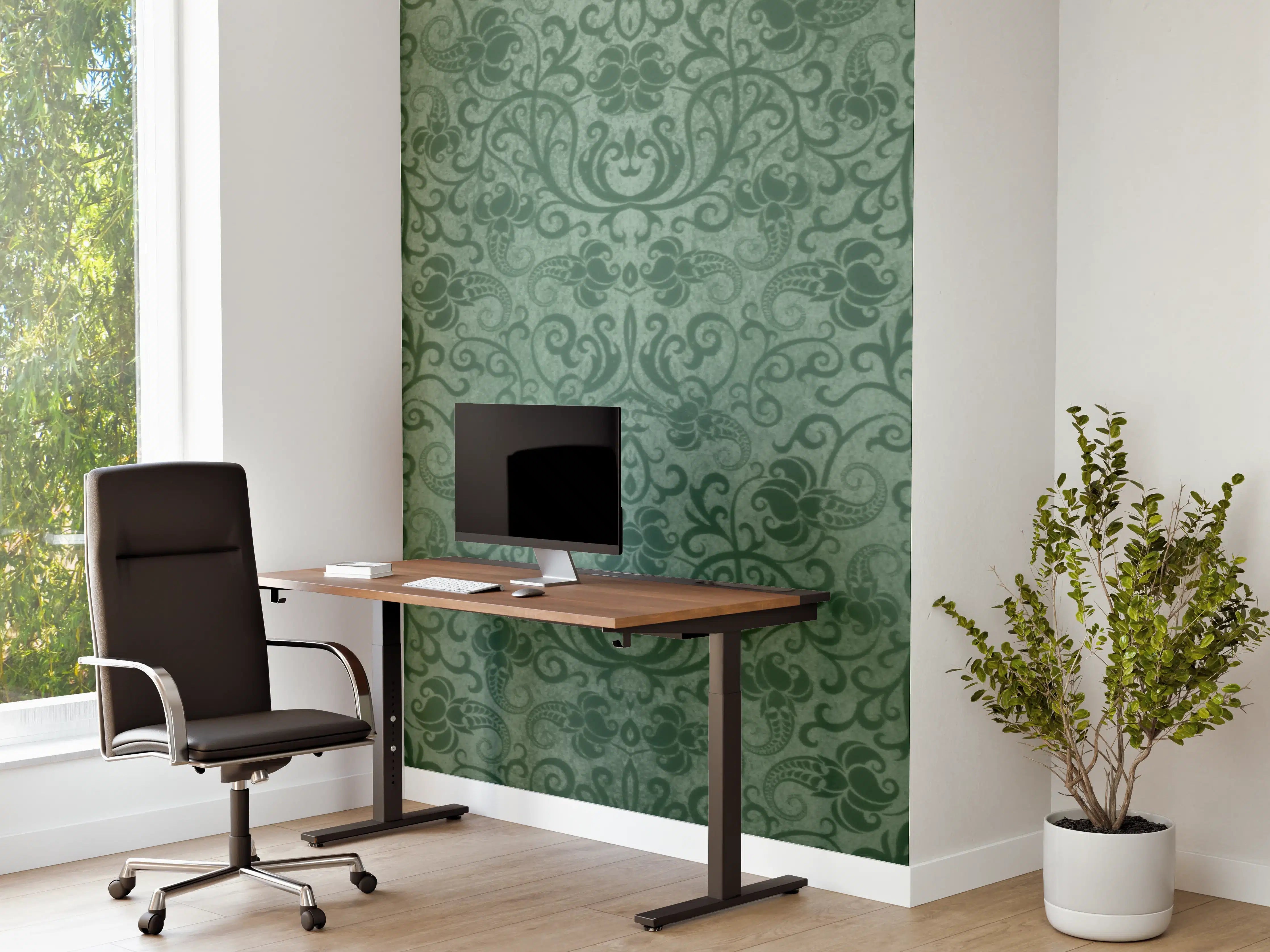 Büro Wandgestaltung - Grünes Damast Muster