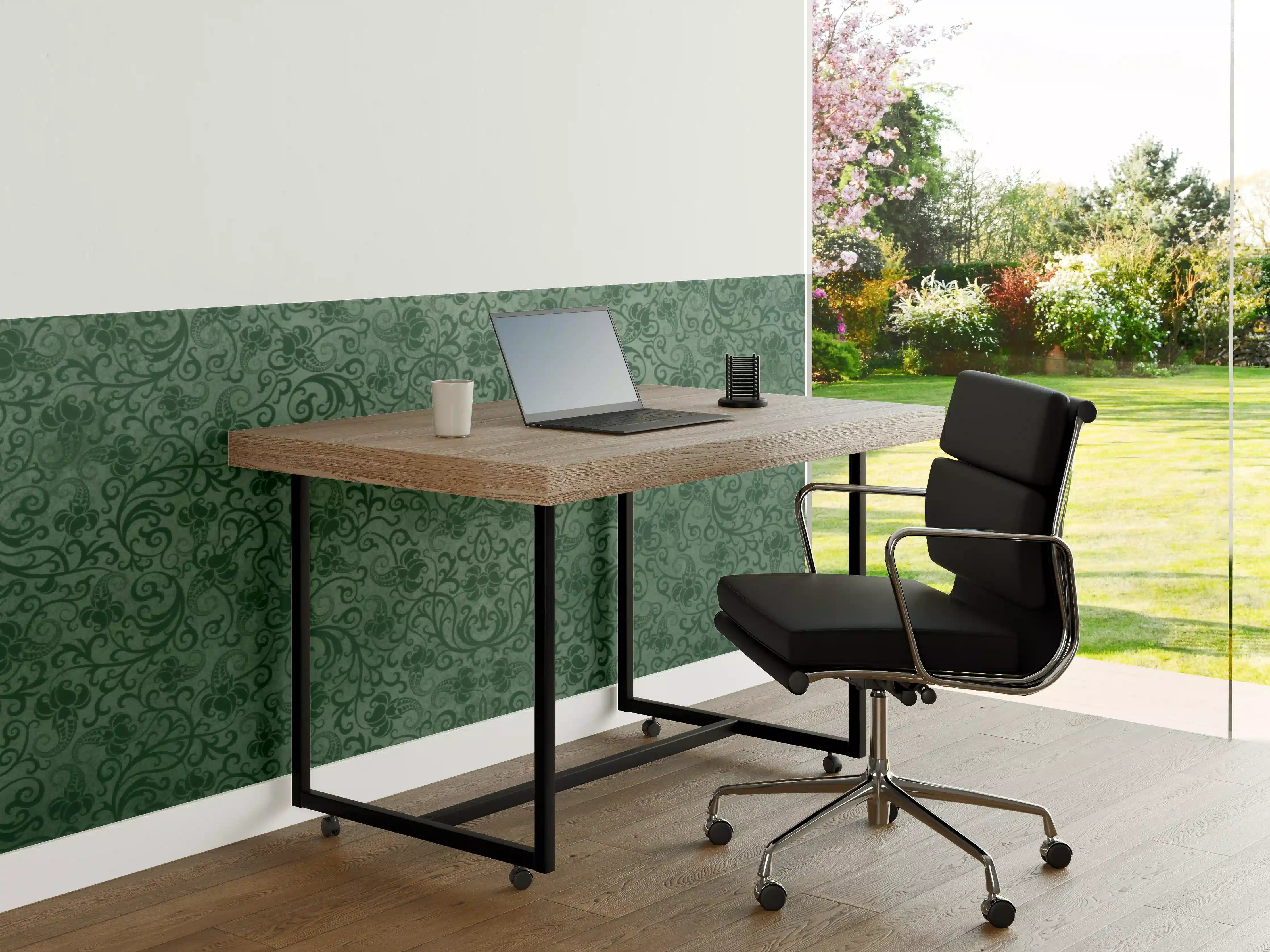 Büro Wandgestaltung - Grünes Damast Muster