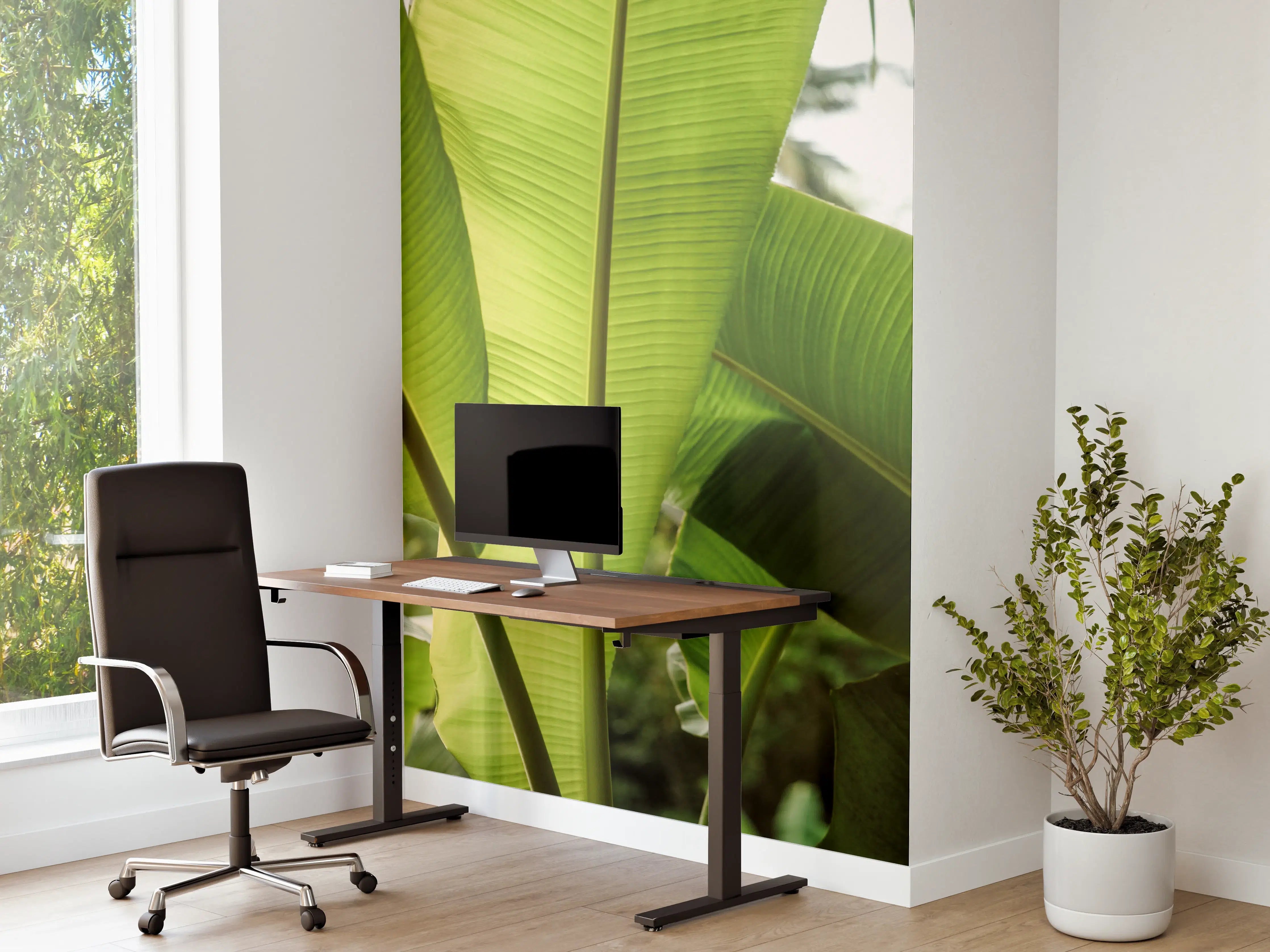 Büro Wandgestaltung - Grünes Tropenblatt-Motiv